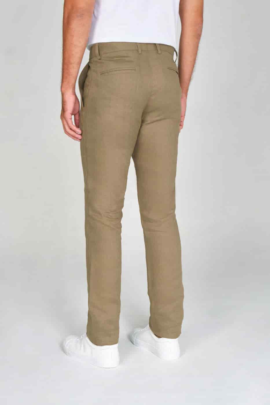 Pantalón Formal Slim Fit 100% Lino Verde Olive - miniatura 2