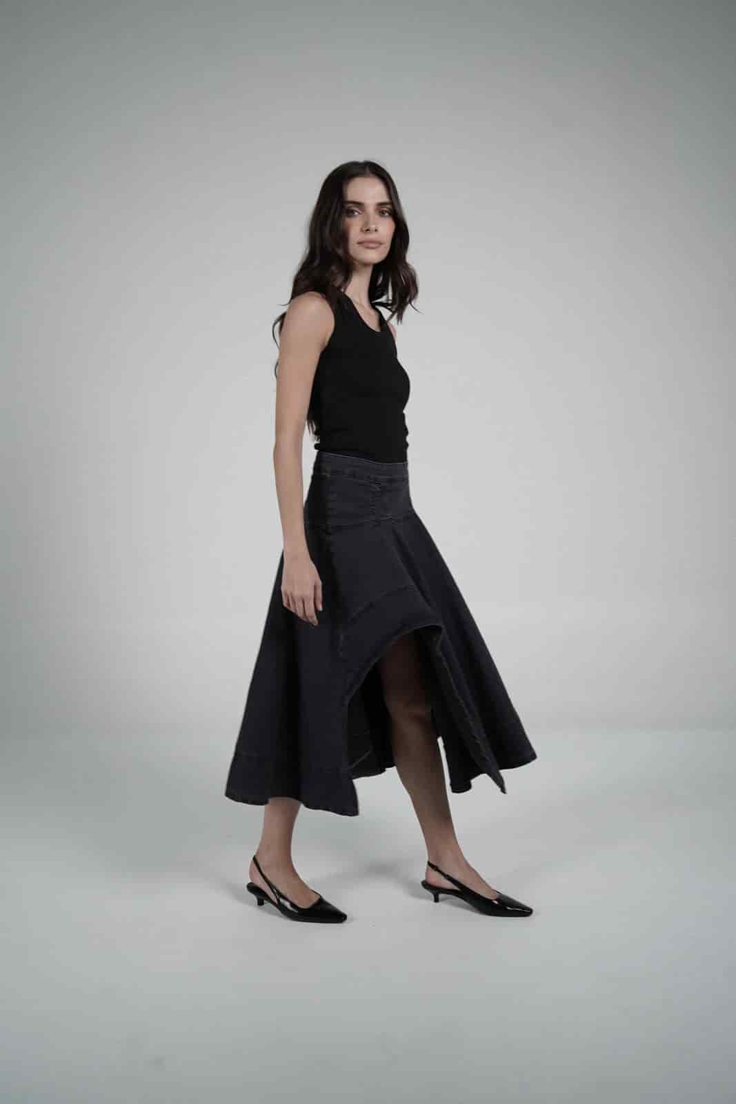 Black asymmetrical skirt - miniatura 3