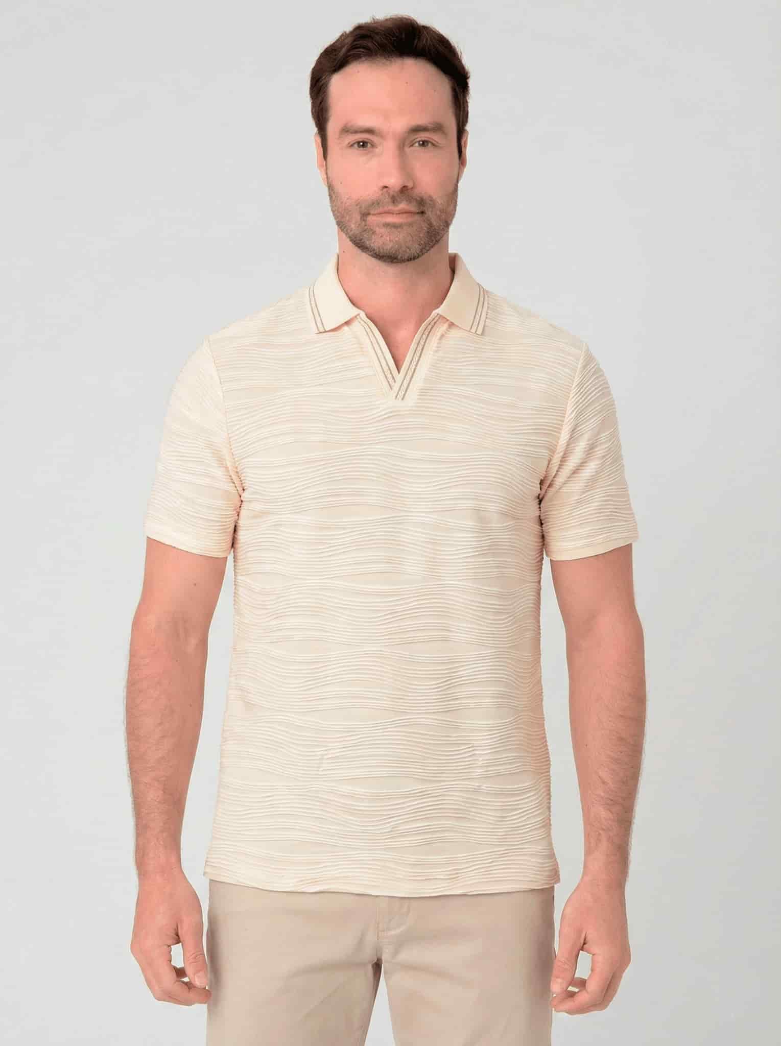 Camiseta polo con textura para hombre Jon Sonen 020324006 - miniatura 1