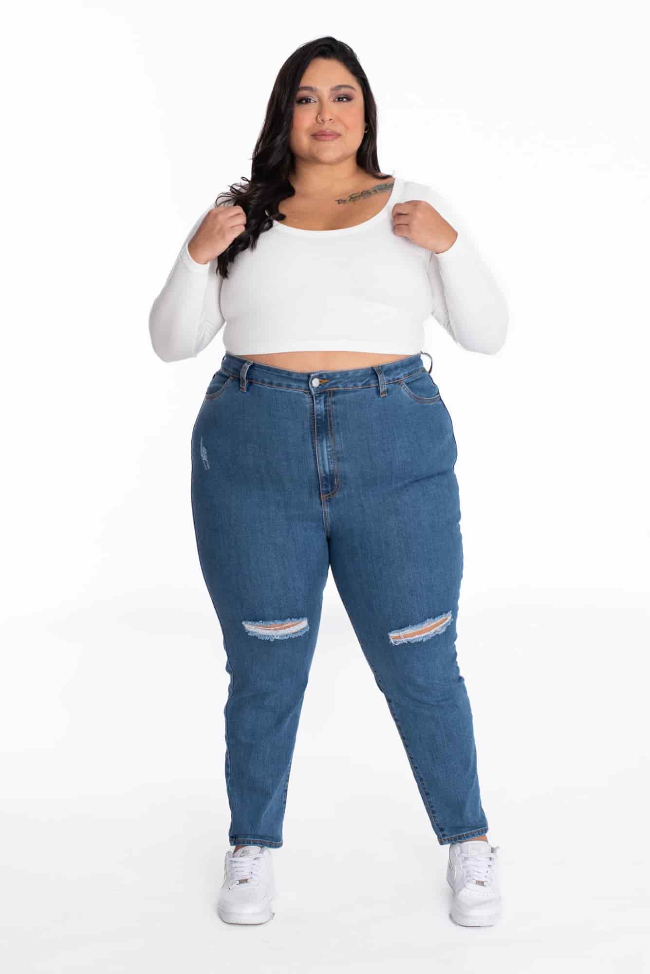 Jean Skinny Azul Medio Roto 407 - miniatura 7