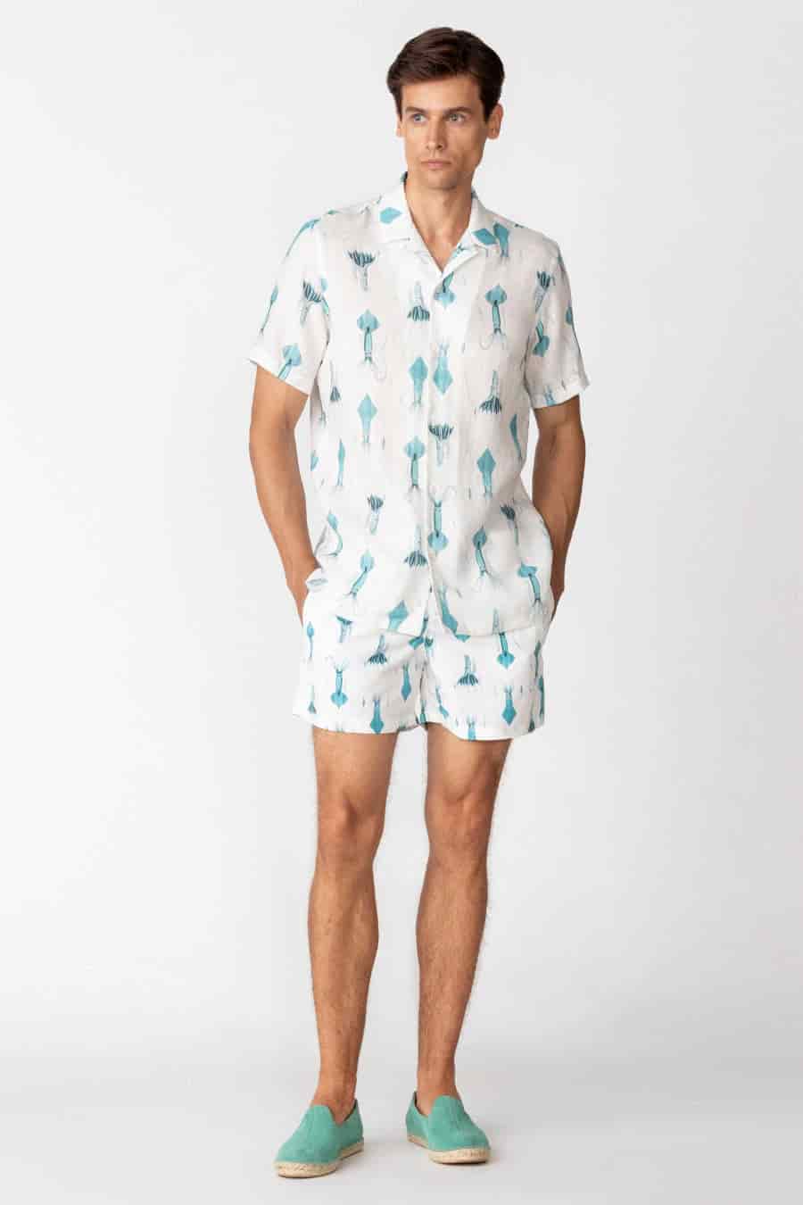Men's linen shirt white egret - miniatura 1