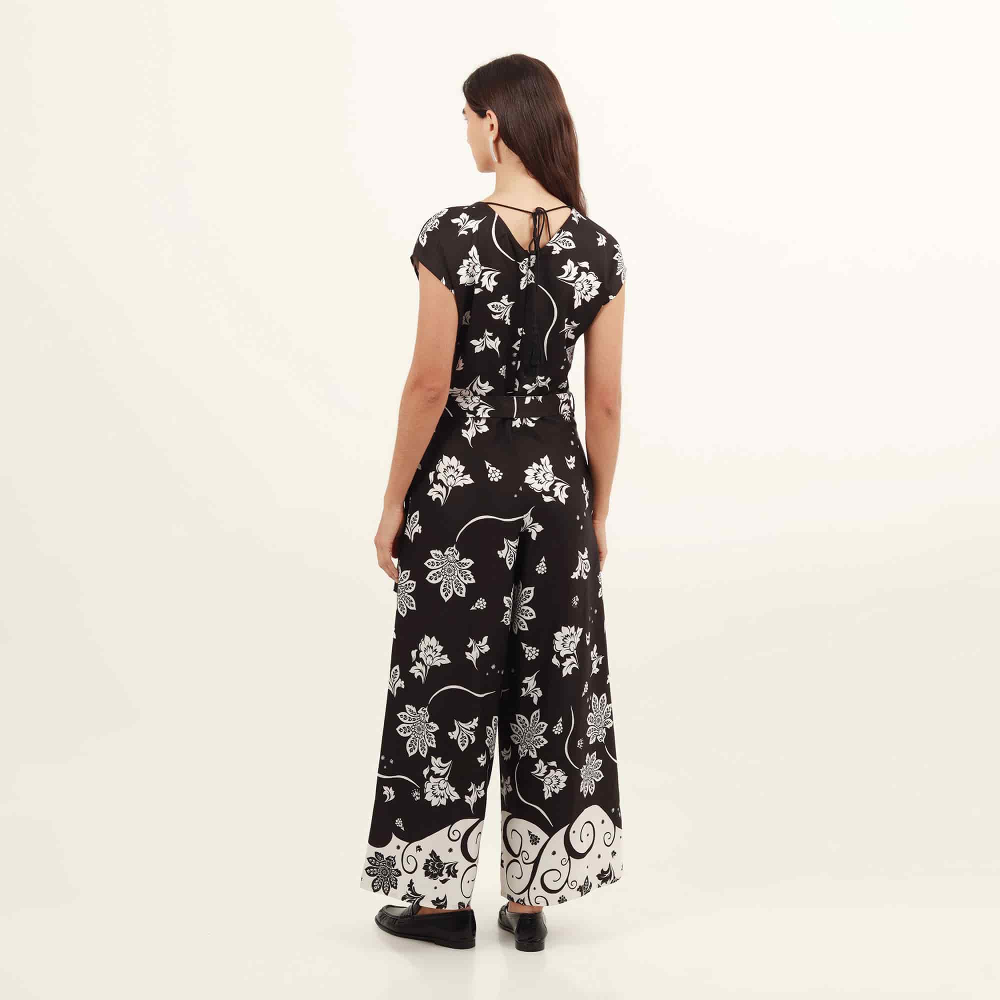Vestido enterizo estampado largo cuello en U - miniatura 4