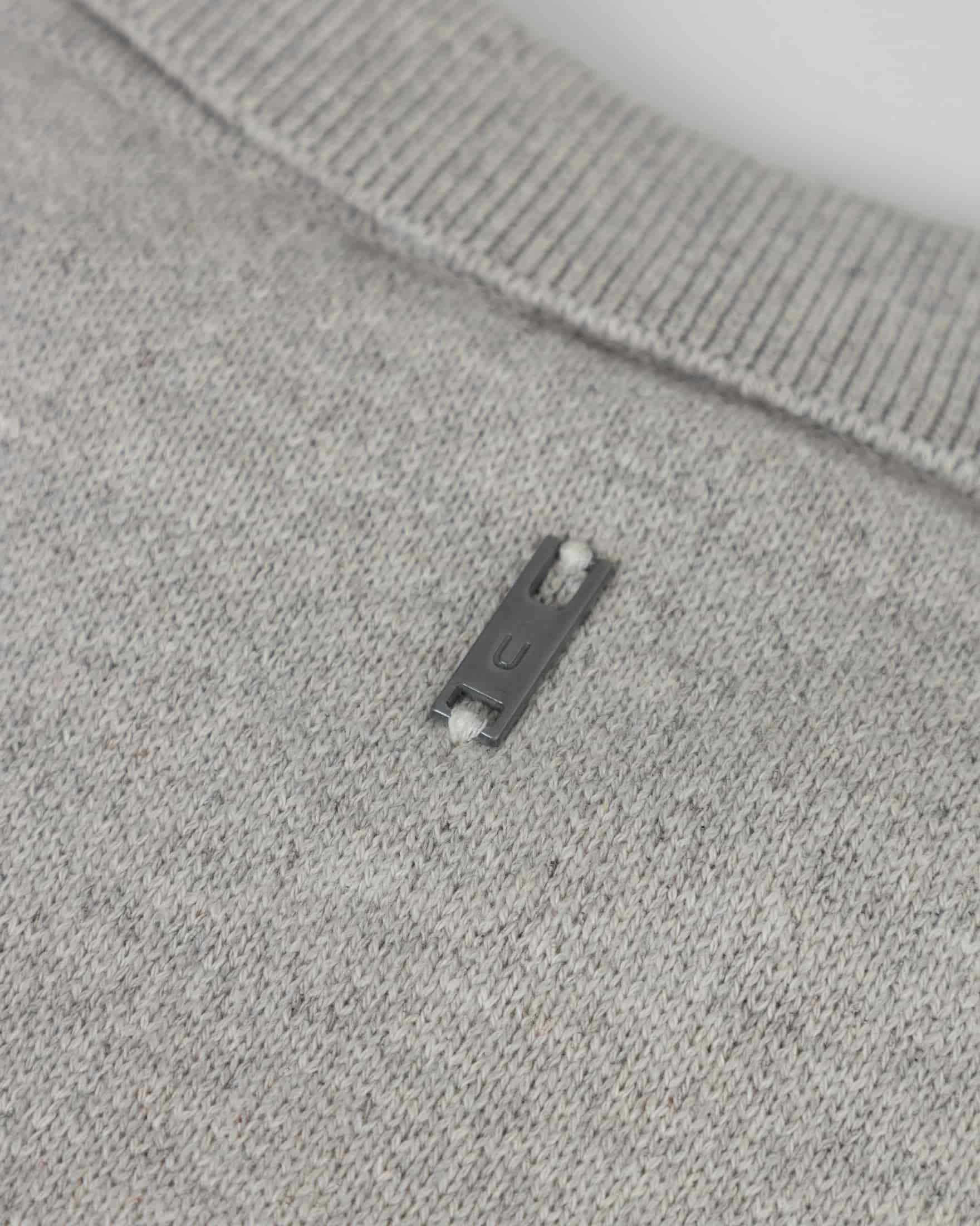 Line Knit Zip Up Long Sleeve Polo Shirt Seed Gray - miniatura 6