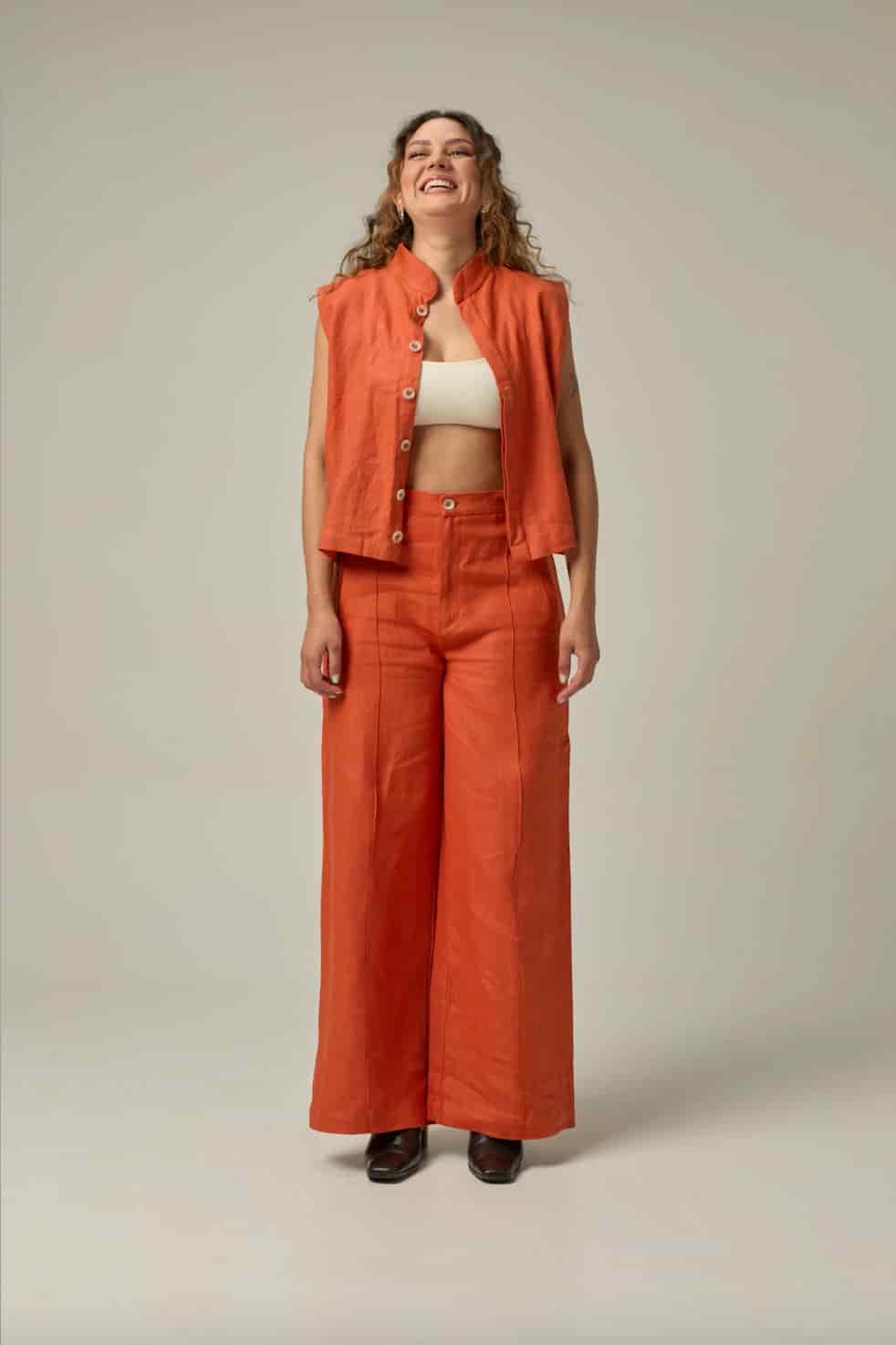 Pantalón Serre de lino | Naranja - miniatura 8