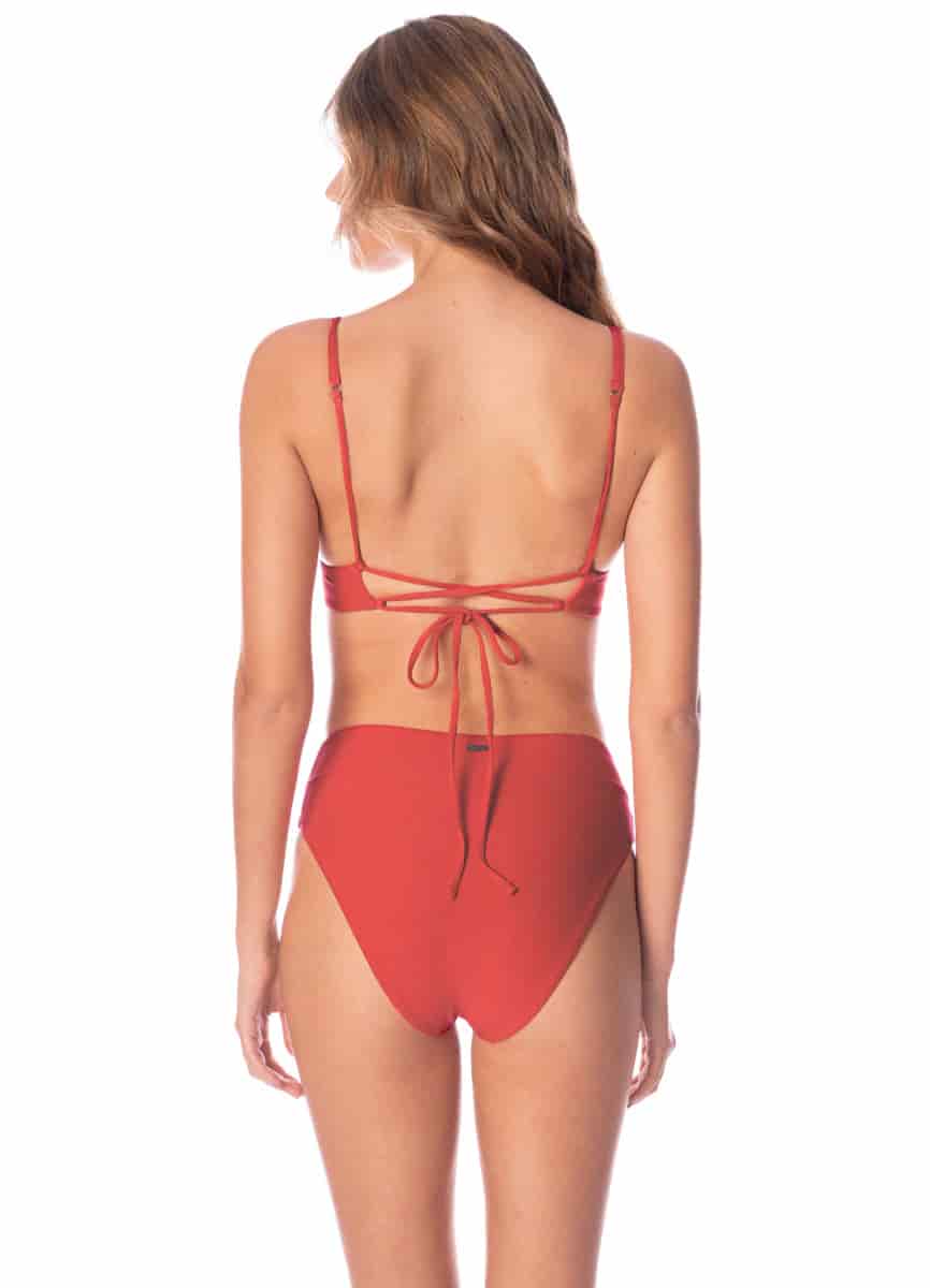 Maaji Red Camelia Suzy Q High Rise Classic Bikini Bottom - miniatura 2