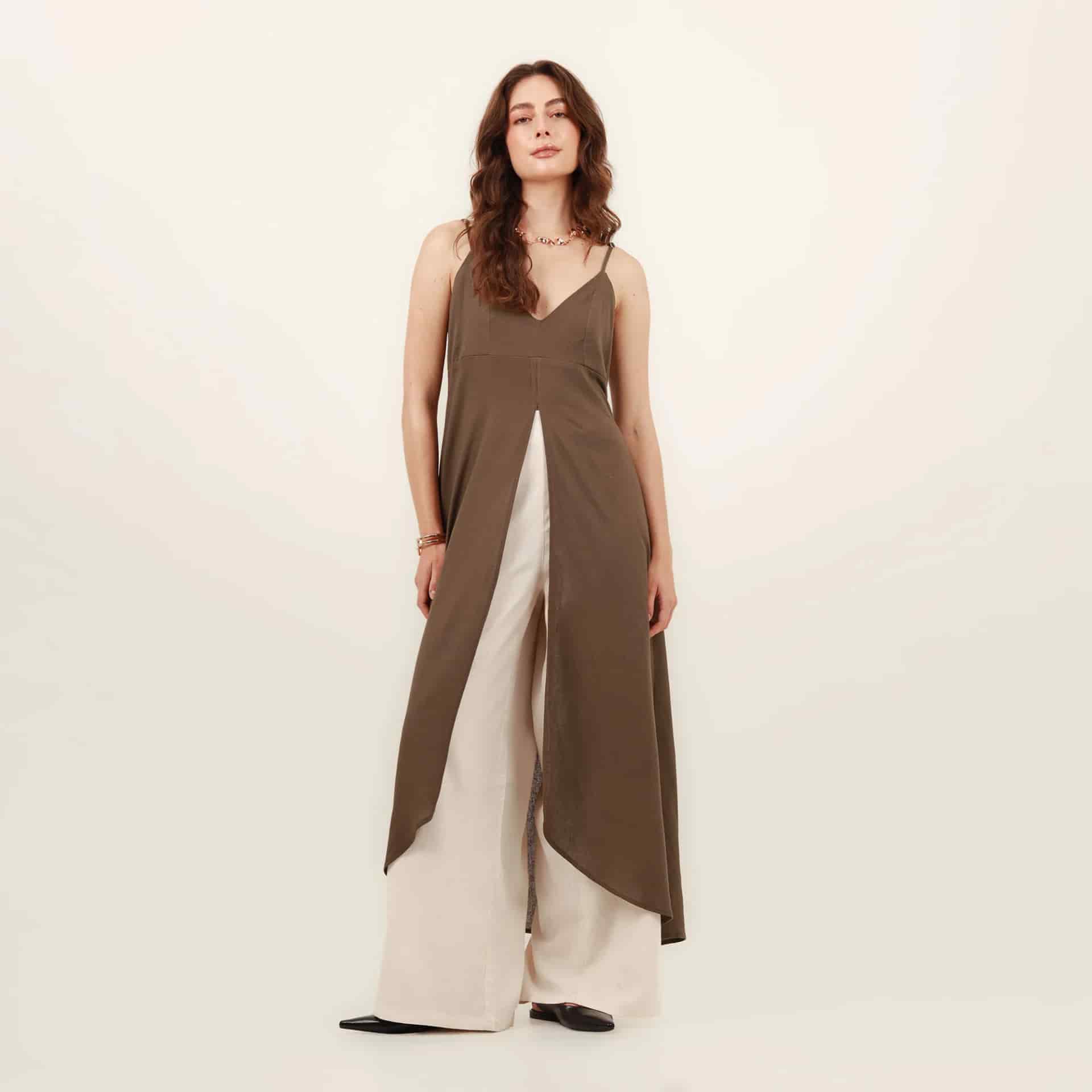 Vestido  Sobretodo Cuello V Manga Sisa - miniatura 5