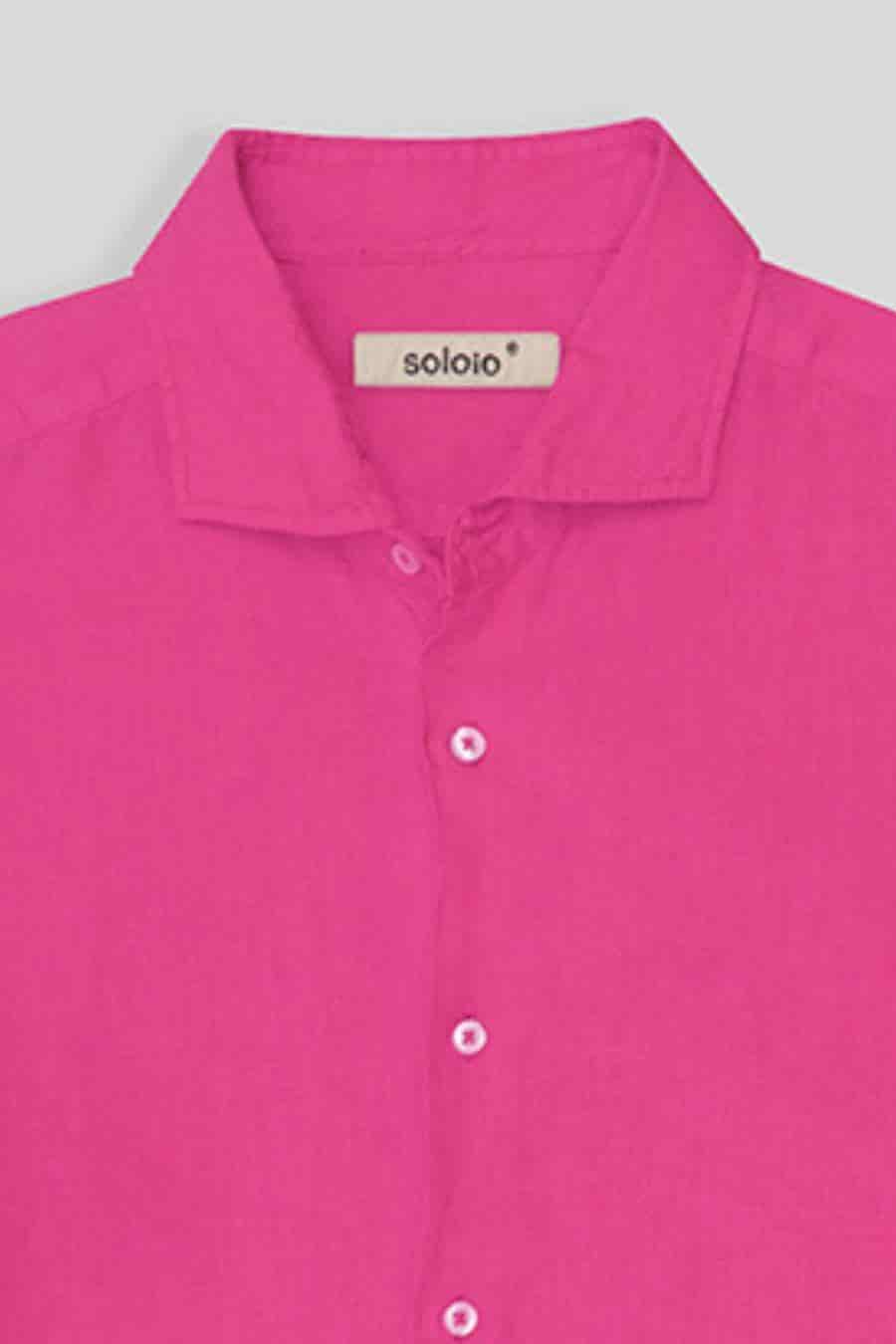Men's linen shirt light fuxia - miniatura 4