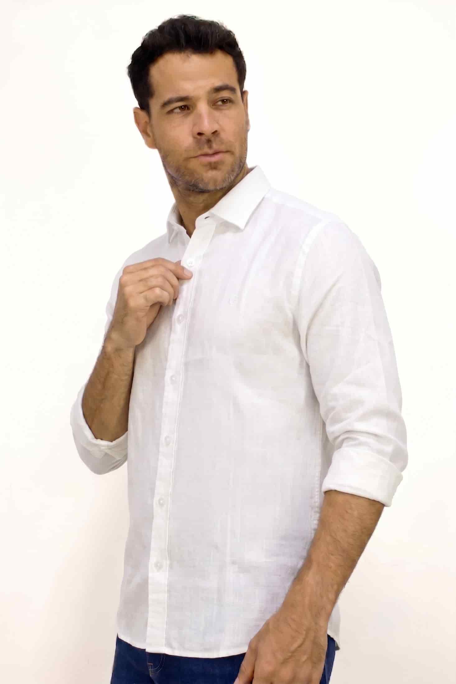 CAMISA MANGA LARGA OXFORD BLANCA PARA HOMBRE - miniatura 2