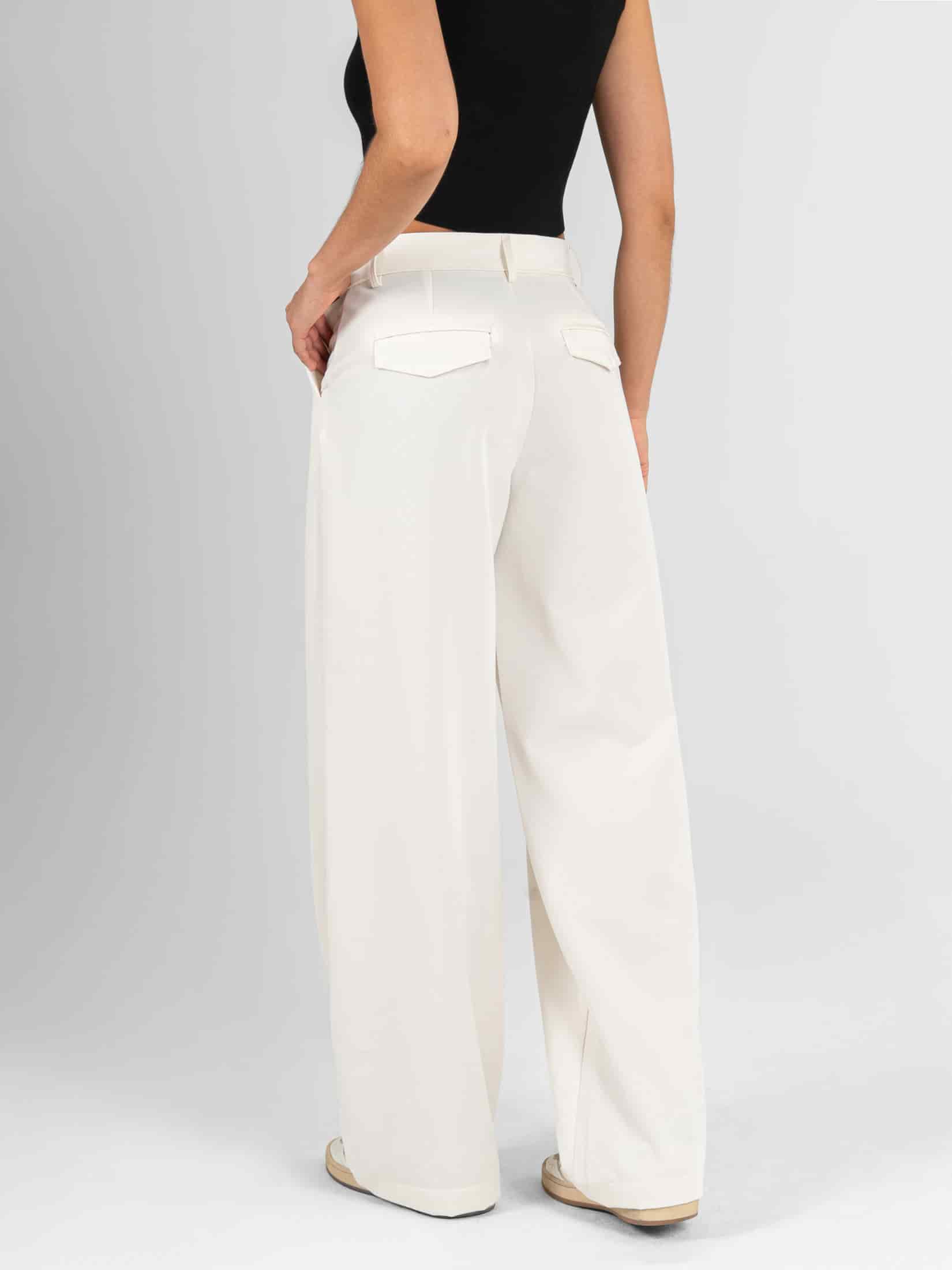 Ref: 0620608 Pantalón straight leg, tehido plano liviano, tiro alto, tono ivory - miniatura 2