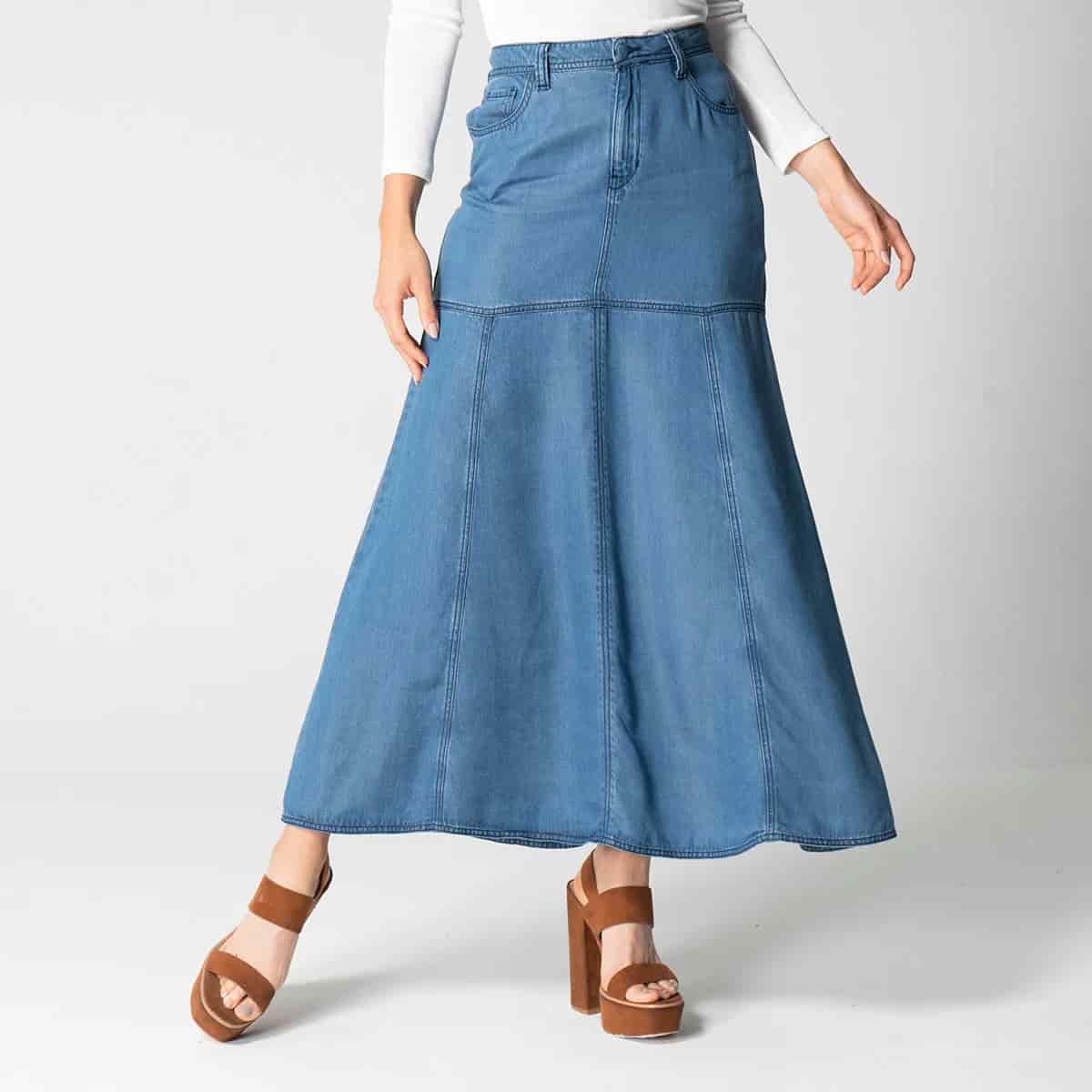 Falda Larga Denim Drk - miniatura 7