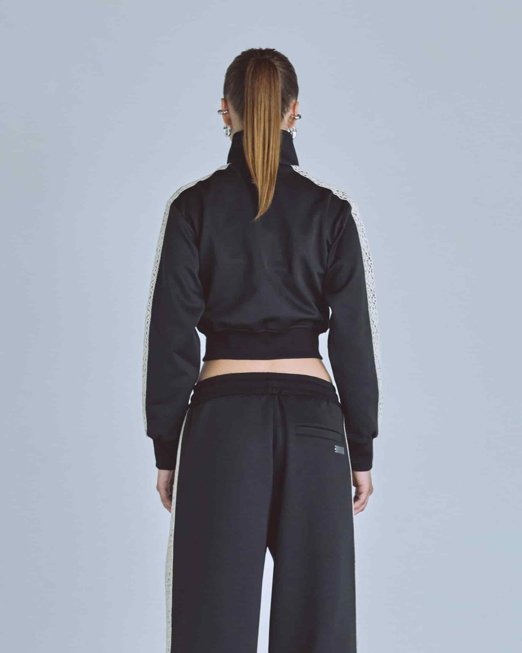 W Basics Undgld Lace-panel Track Jacket Black - miniatura 7