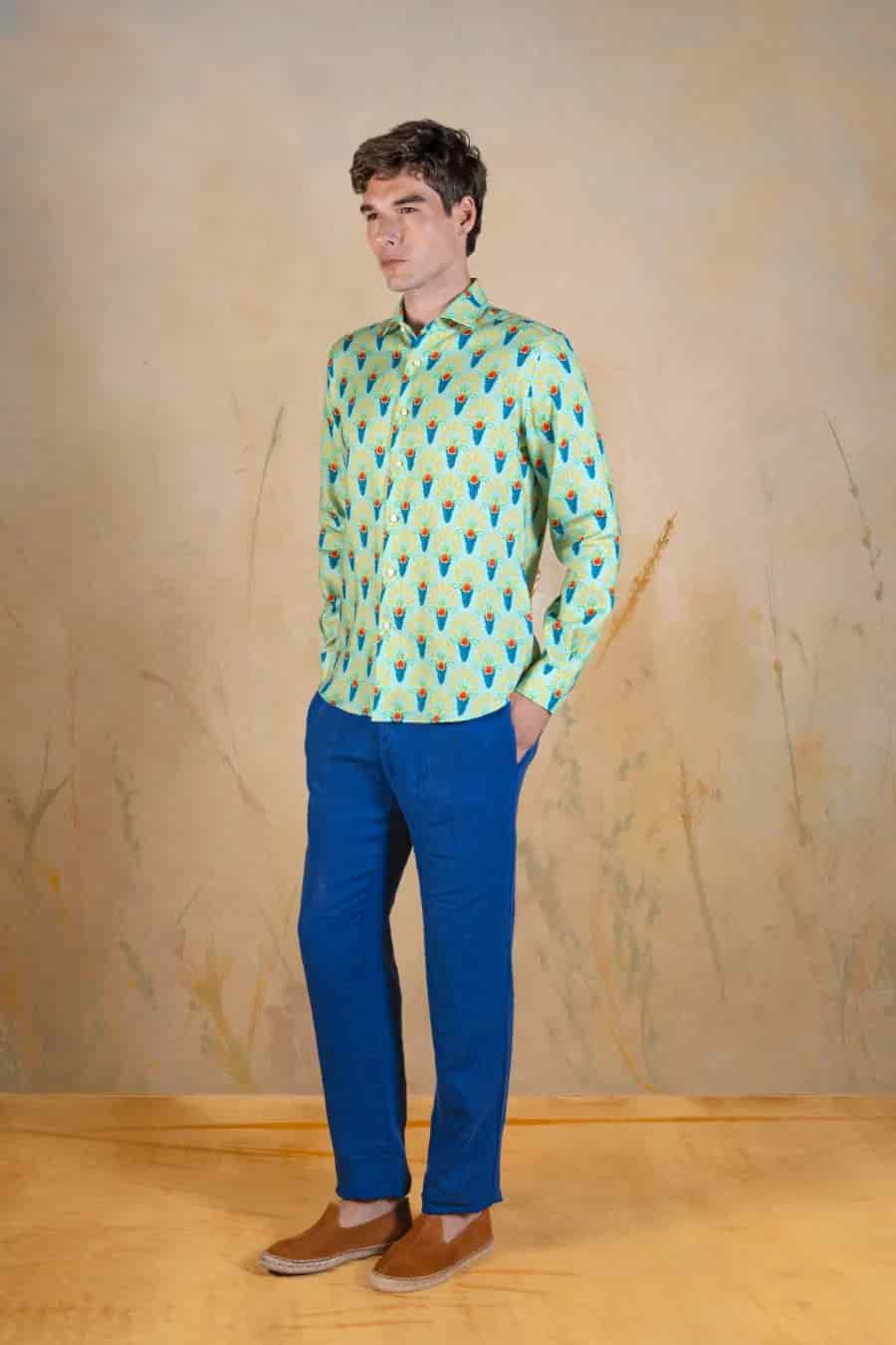 Proventus linen shirt green - miniatura 2