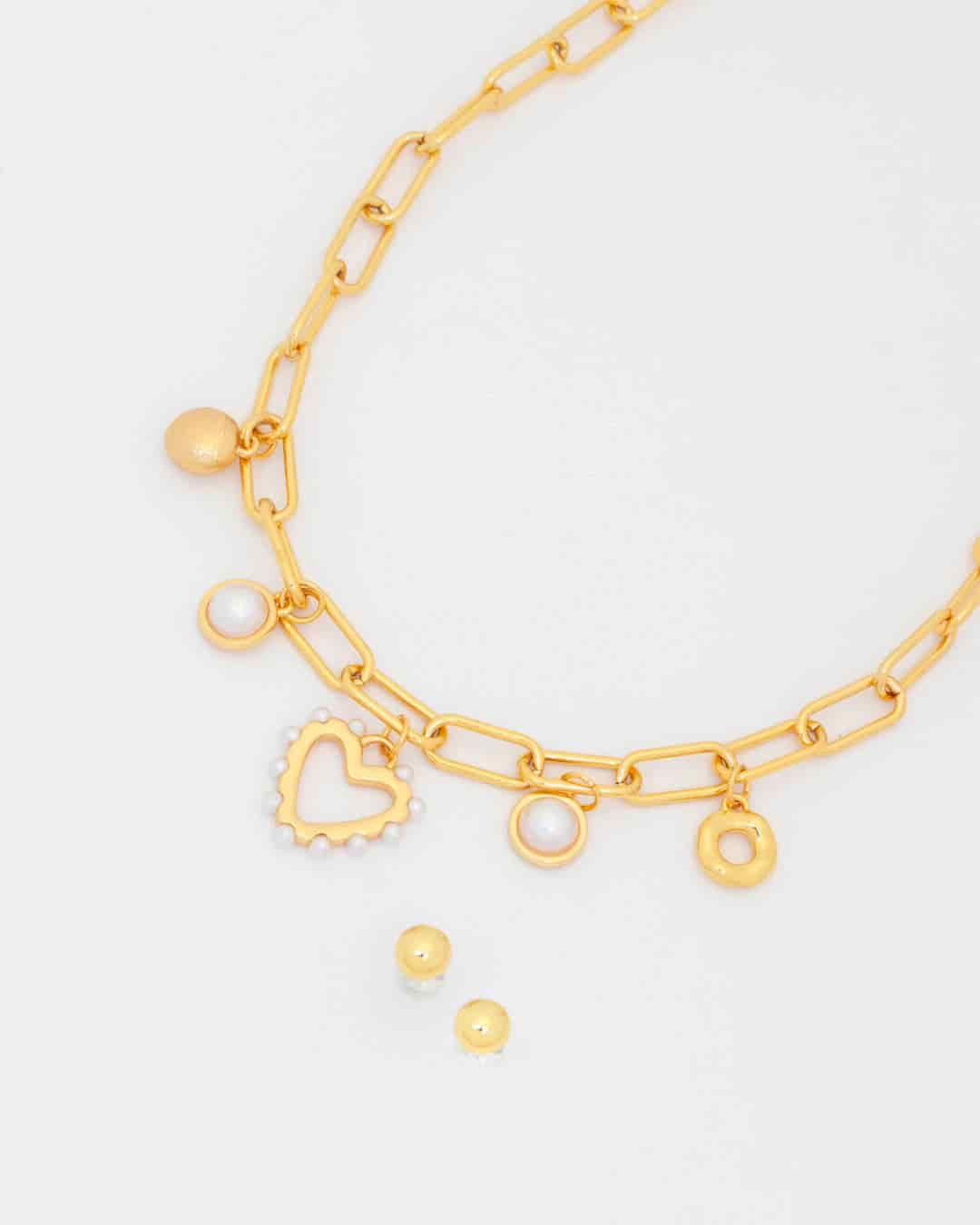 Collar Multicharms Corazón Perla + Aretes - miniatura 2