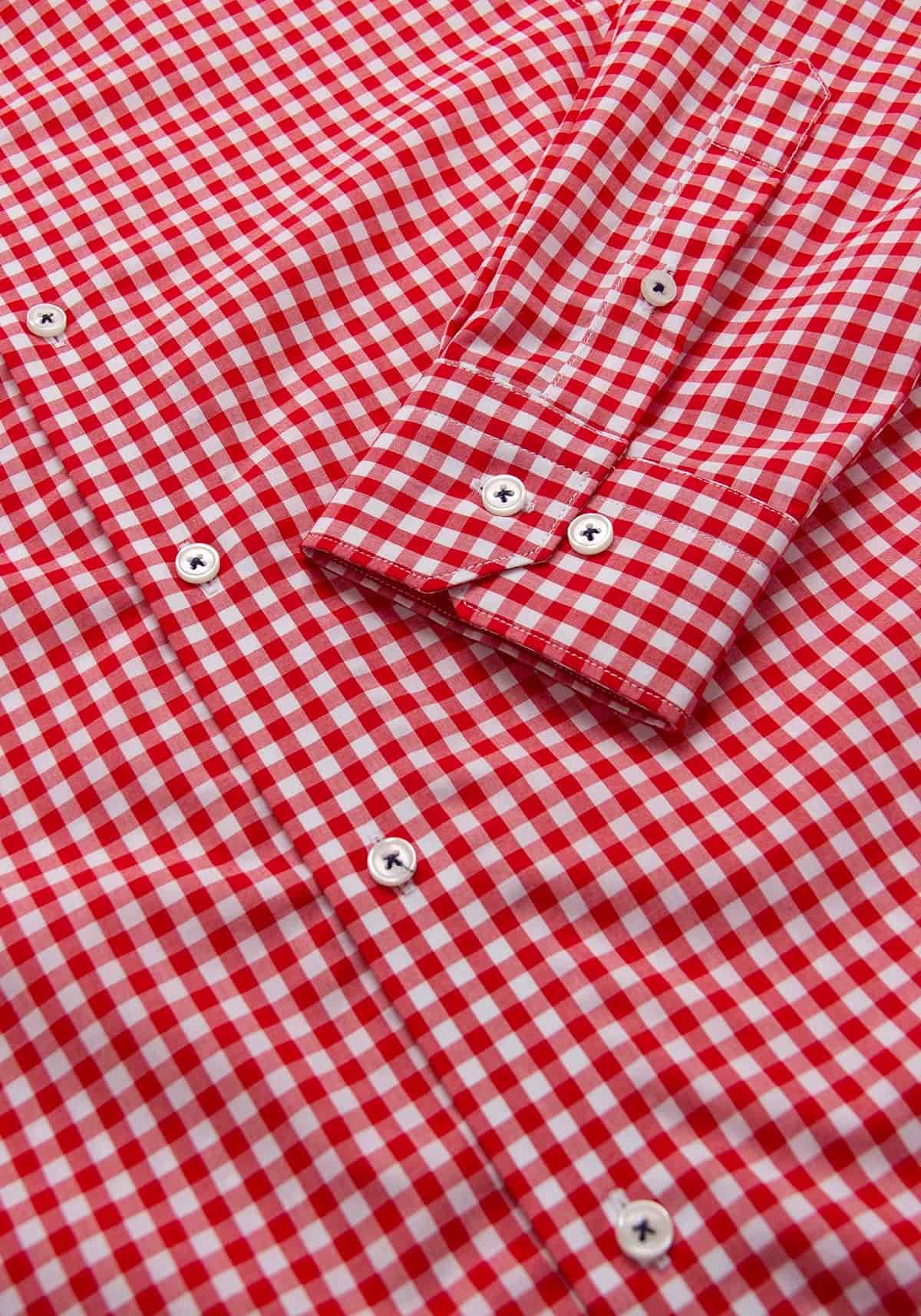 Camisa Popelín Cuadro Vichy Algodón Rojo - miniatura 3