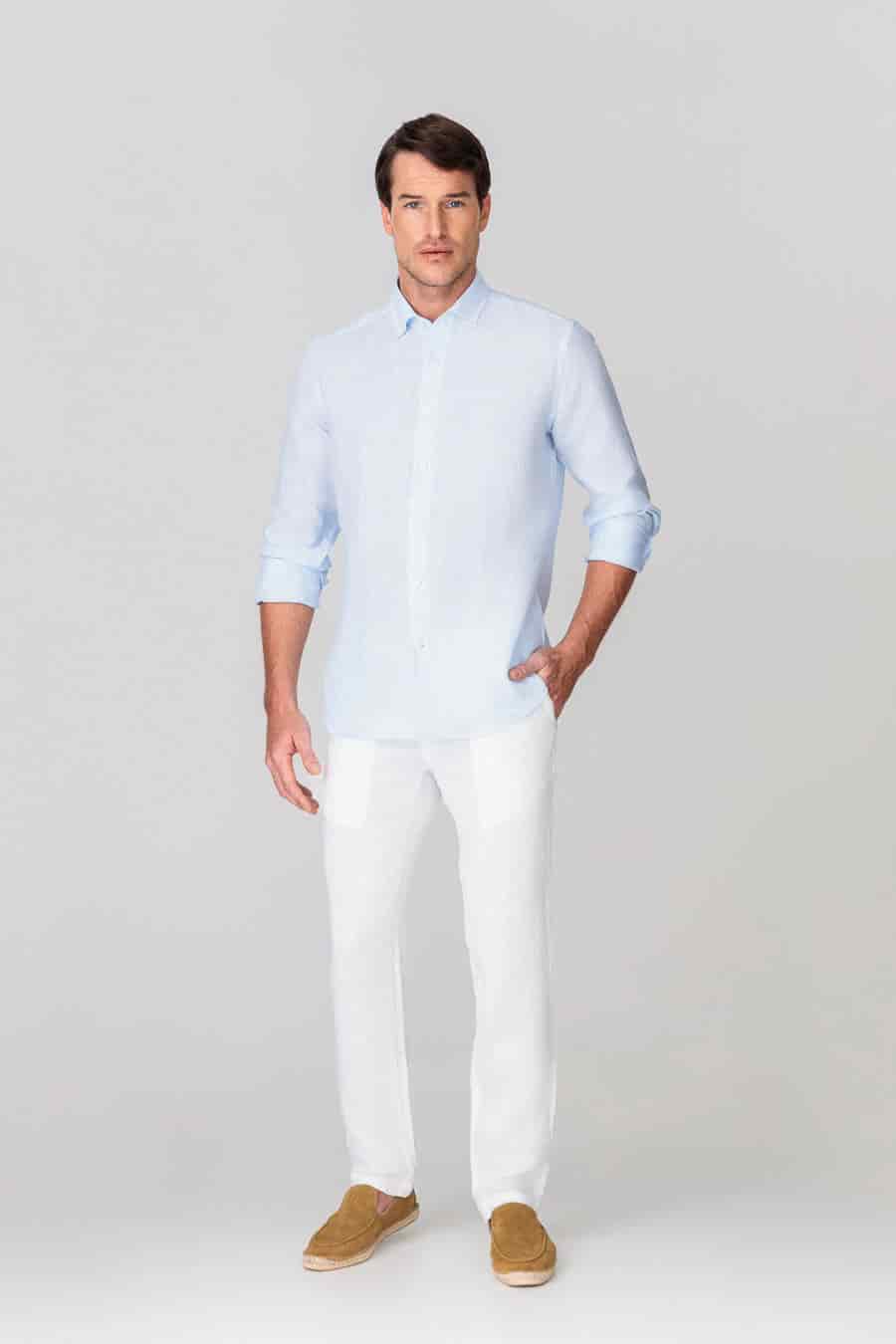 Men's linen pants white - miniatura 4