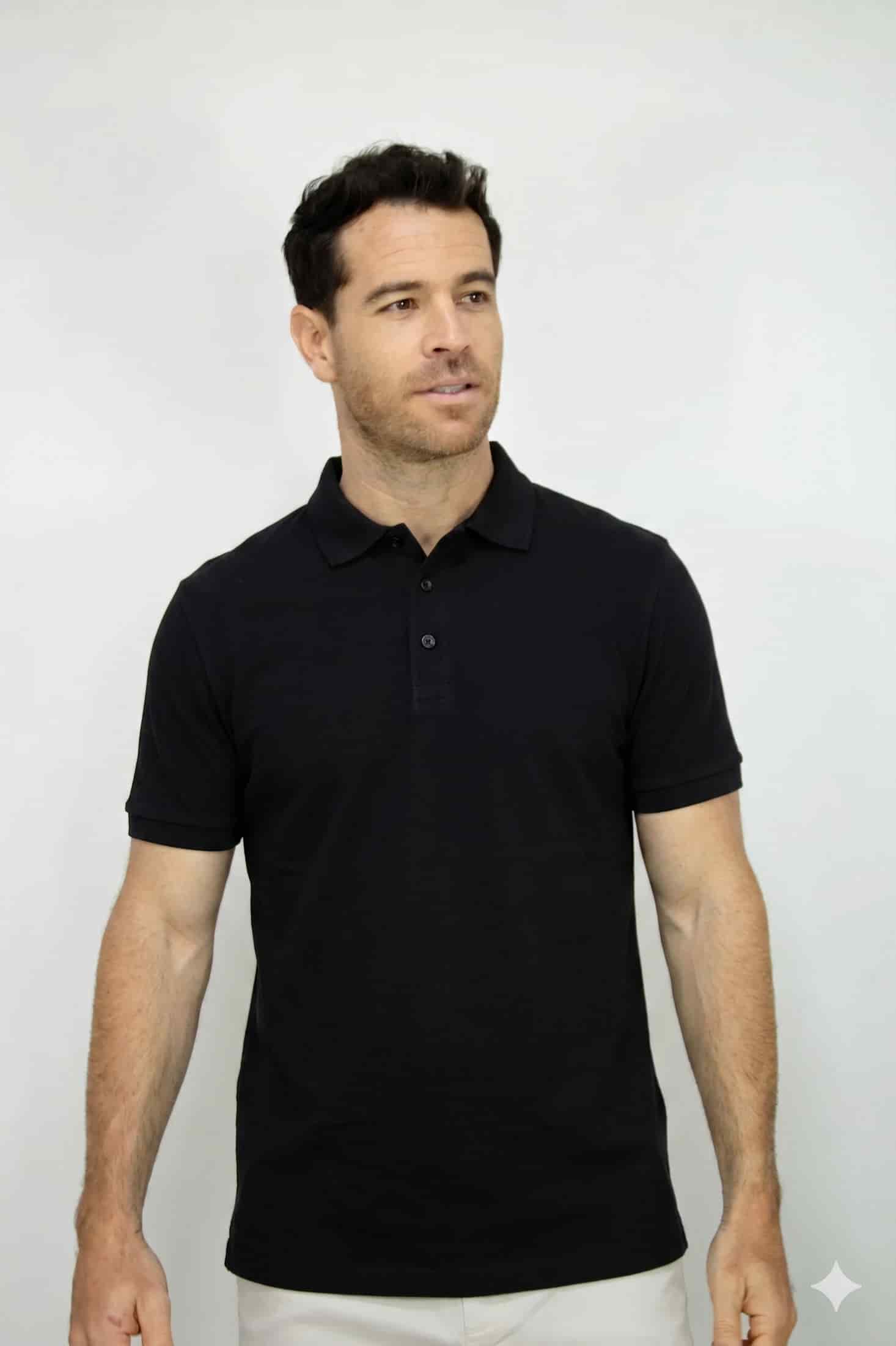 Polo Deportiva Negra Para Hombre - miniatura 1