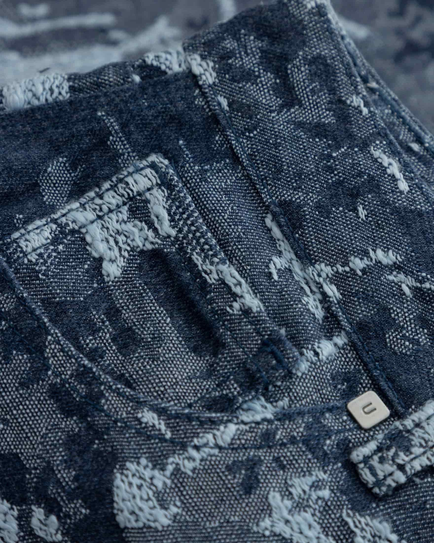 W Capsule Basic Jacquard Wide Jeans Cammo Blue - miniatura 4