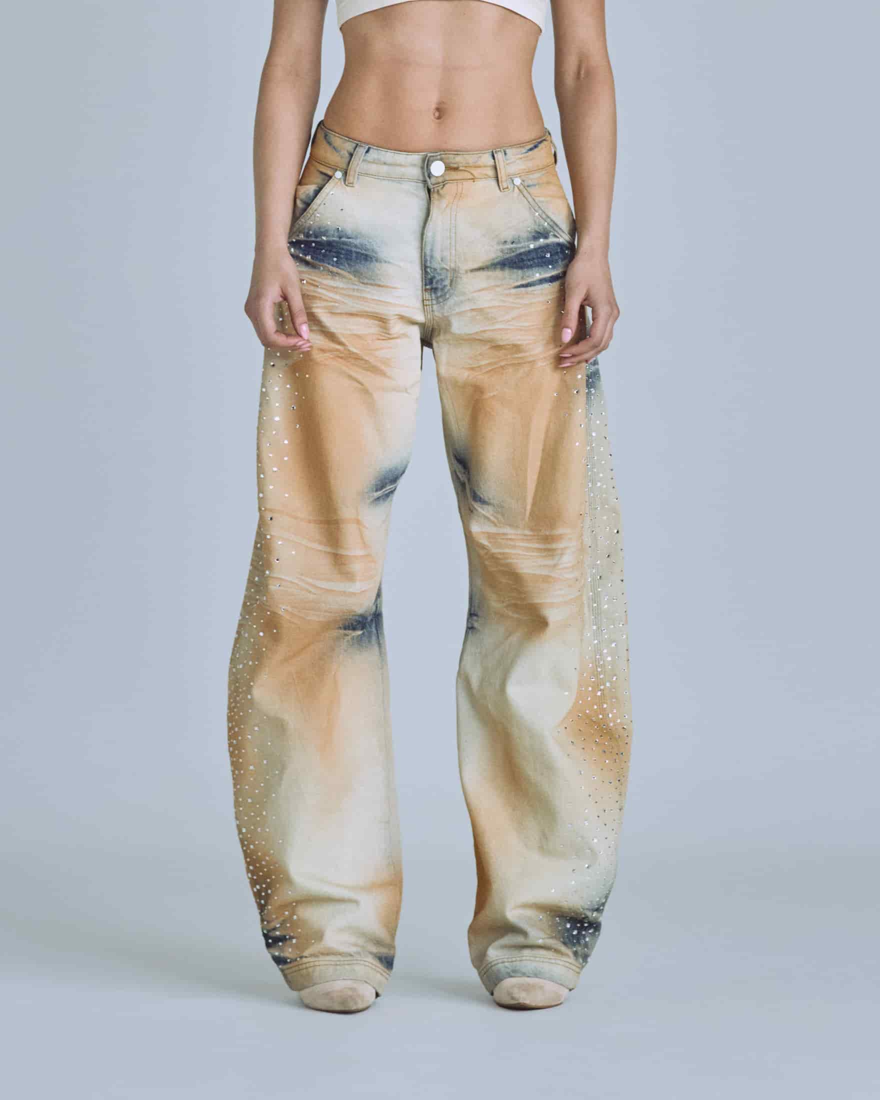 W Golden Heritage Pearled Barrel Jeans Oasis Blue - miniatura 2