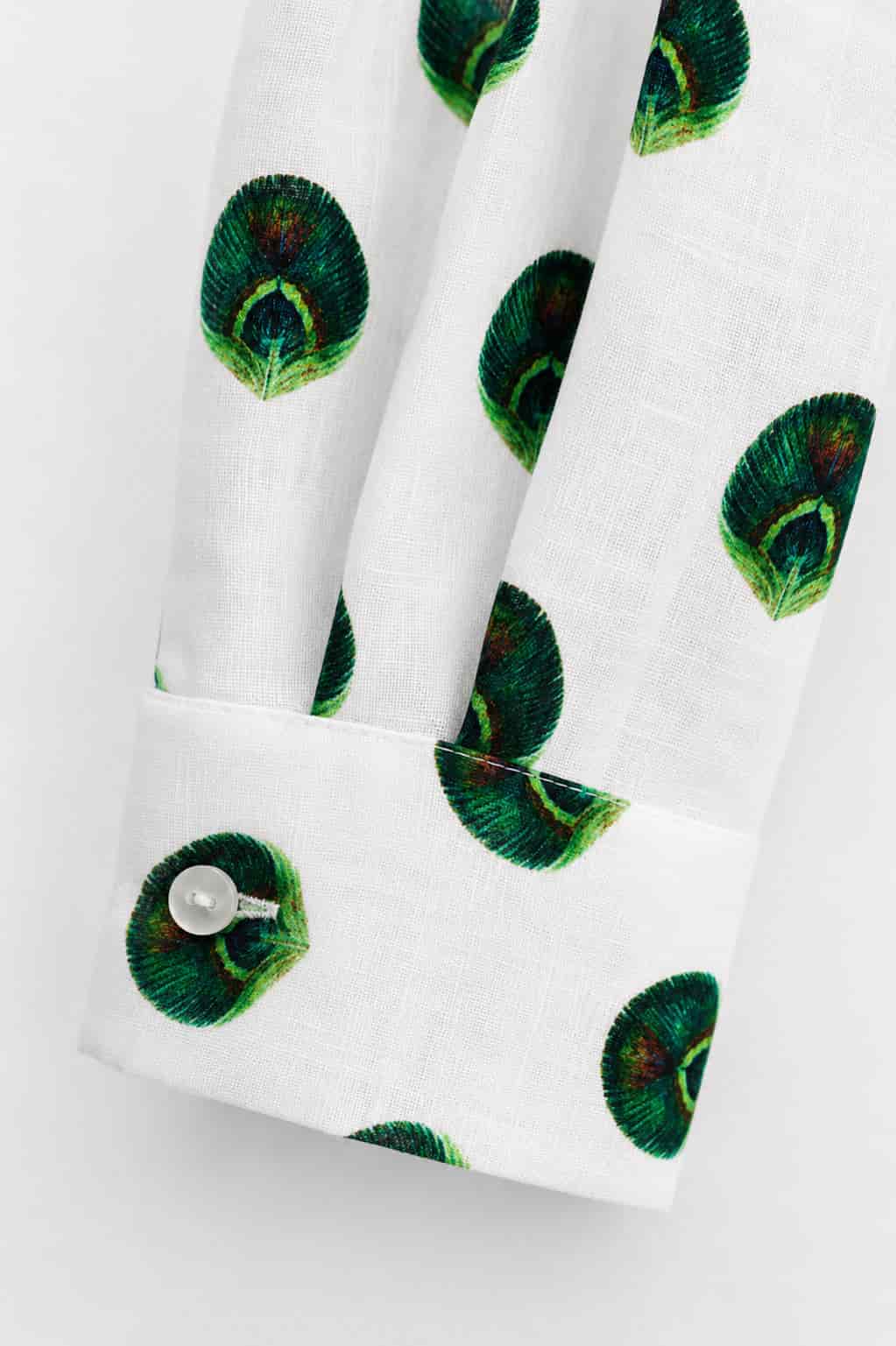 Women's Ventaglio linen shirt dress white - miniatura 5