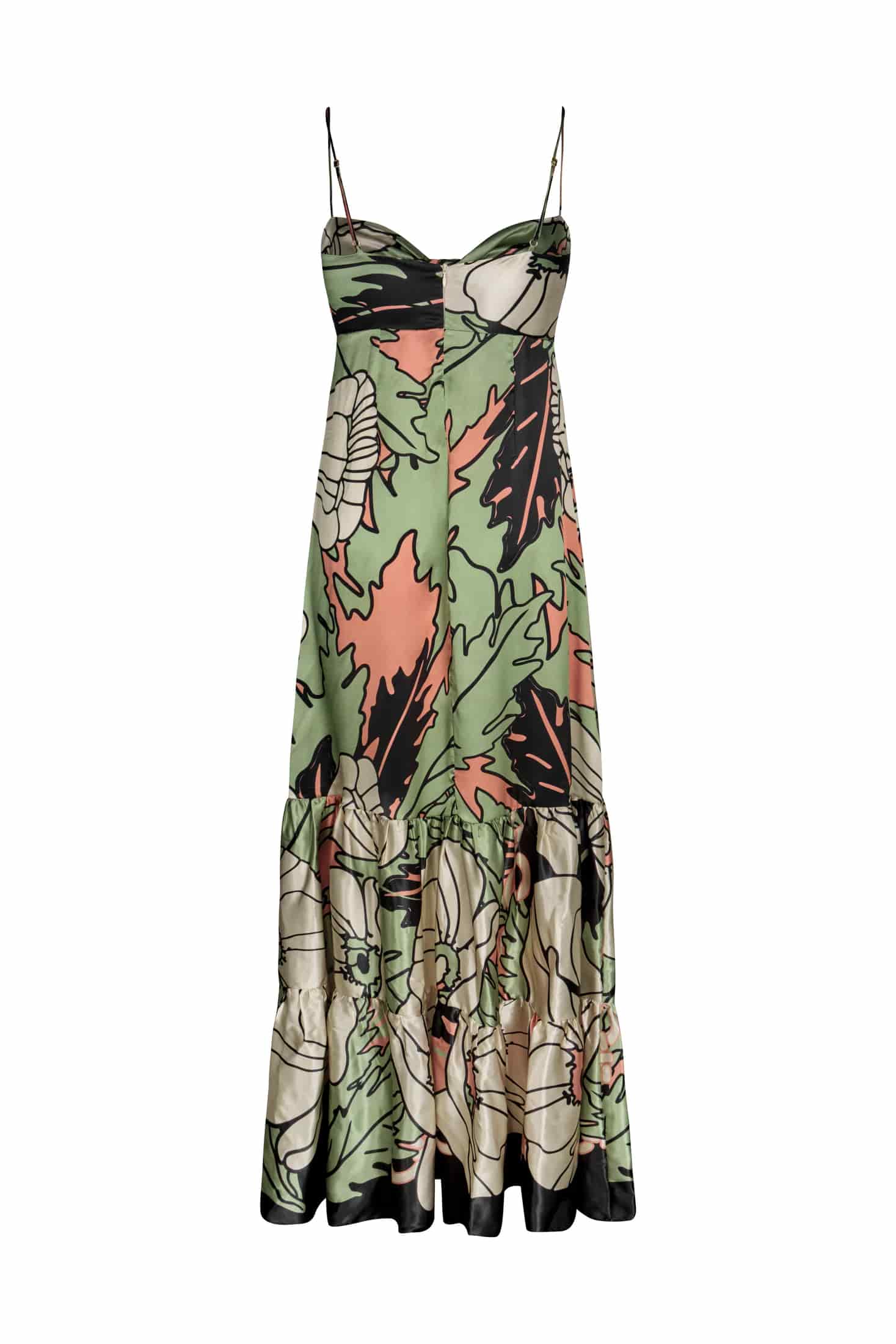 Julieta Satin Silk Maxi Dress / Sage Gladiolos Garden - miniatura 3