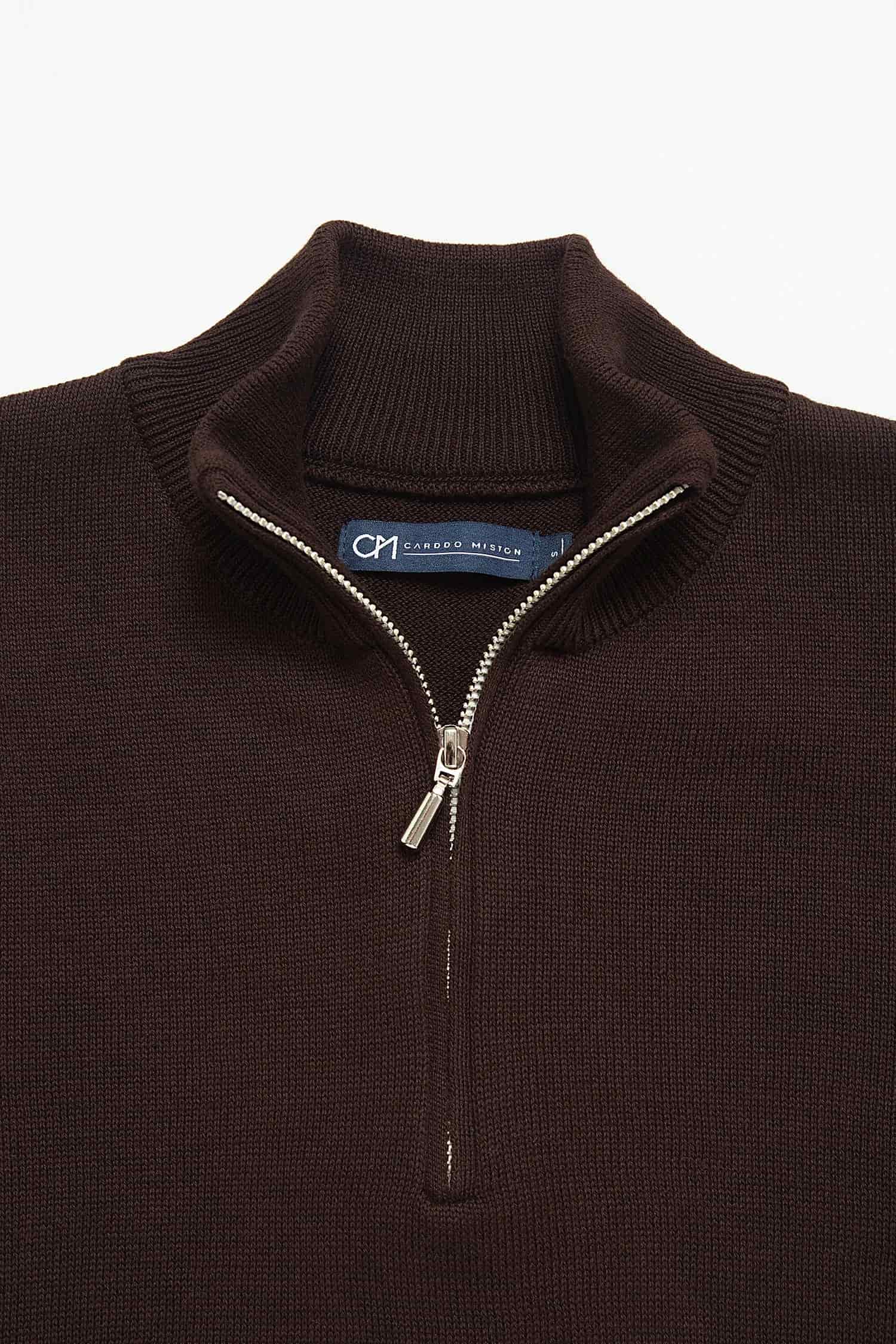 Saco Half Zip Algodón Chocolate - miniatura 2