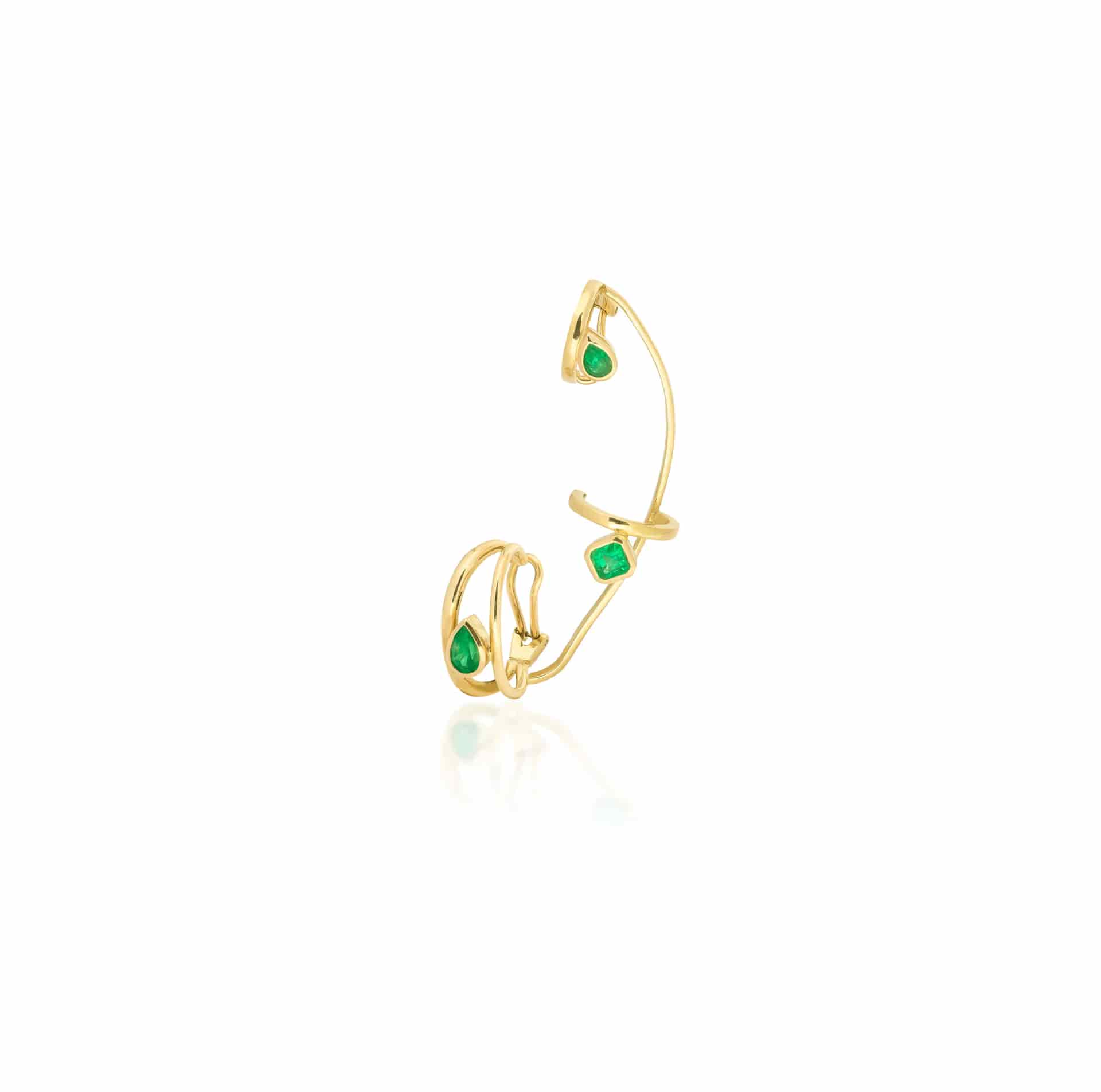 Ear cuff Aros de Oro y Esmeralda - miniatura 1
