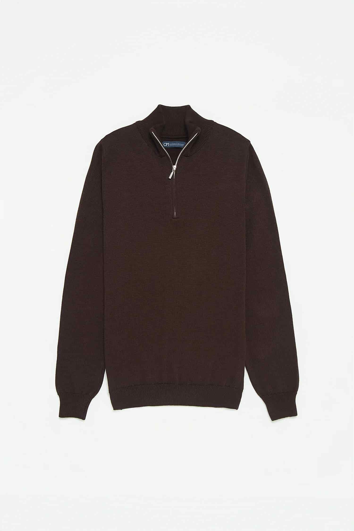 Saco Half Zip Algodón Chocolate - miniatura 1