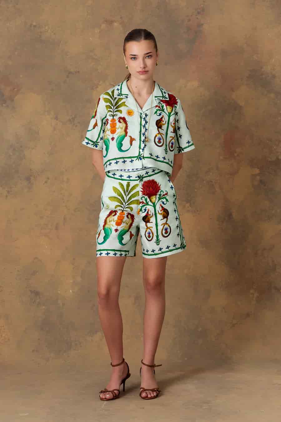 Women's short linen silvan blue - miniatura 6