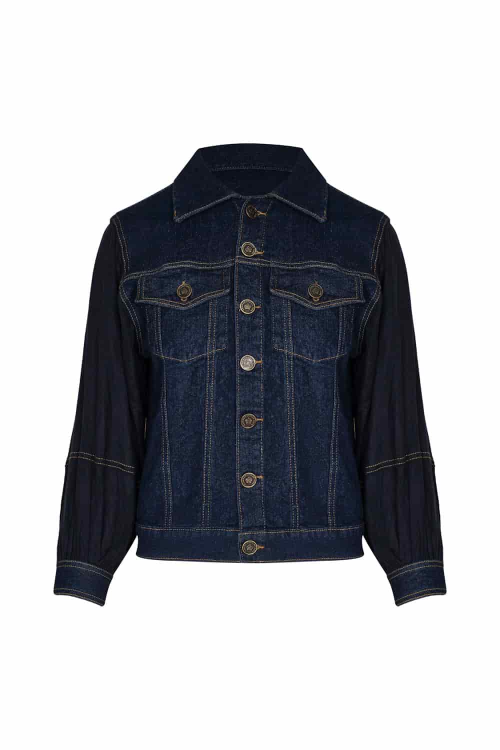 chaqueta cattleya azul indigo con bordado - miniatura 1
