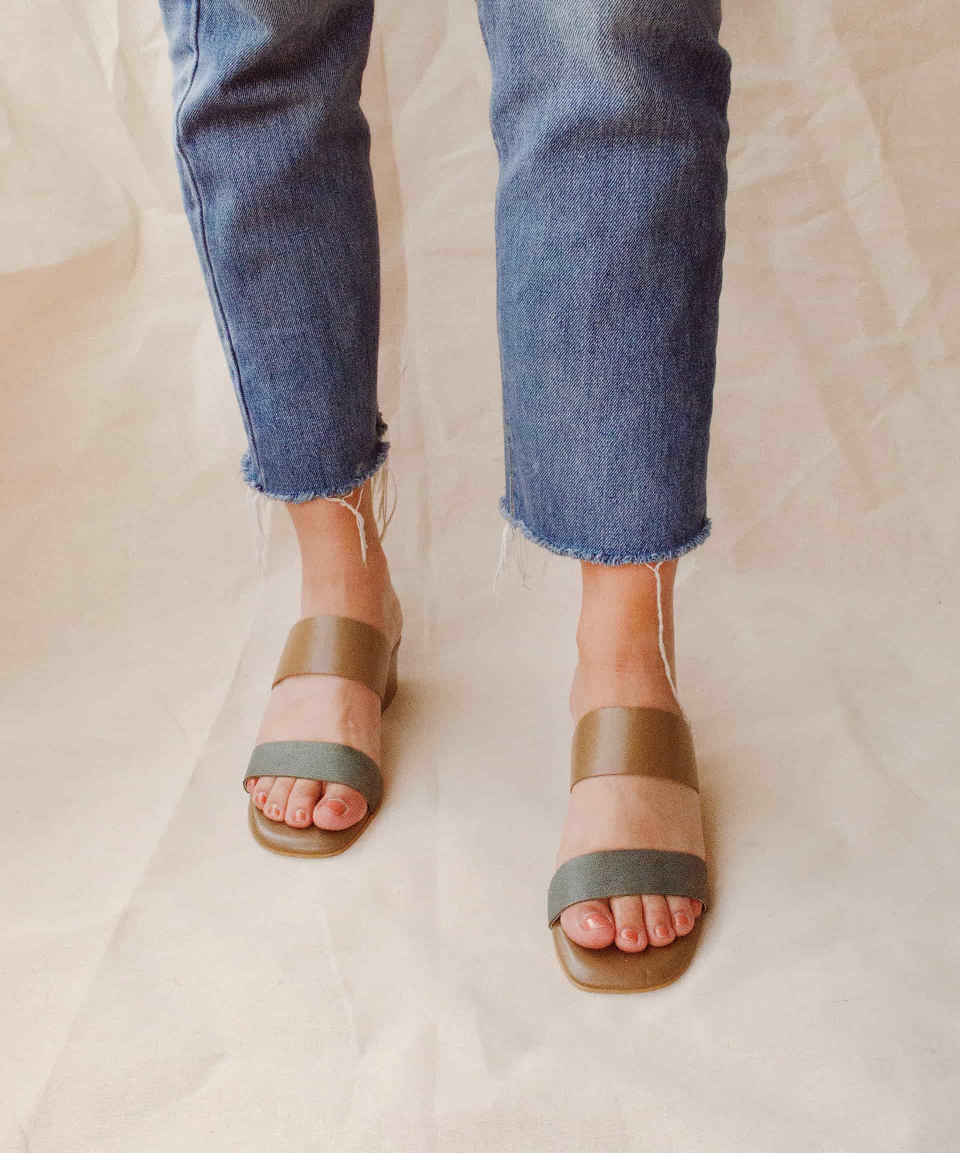Double band sandals | Taupe Verde - miniatura 2