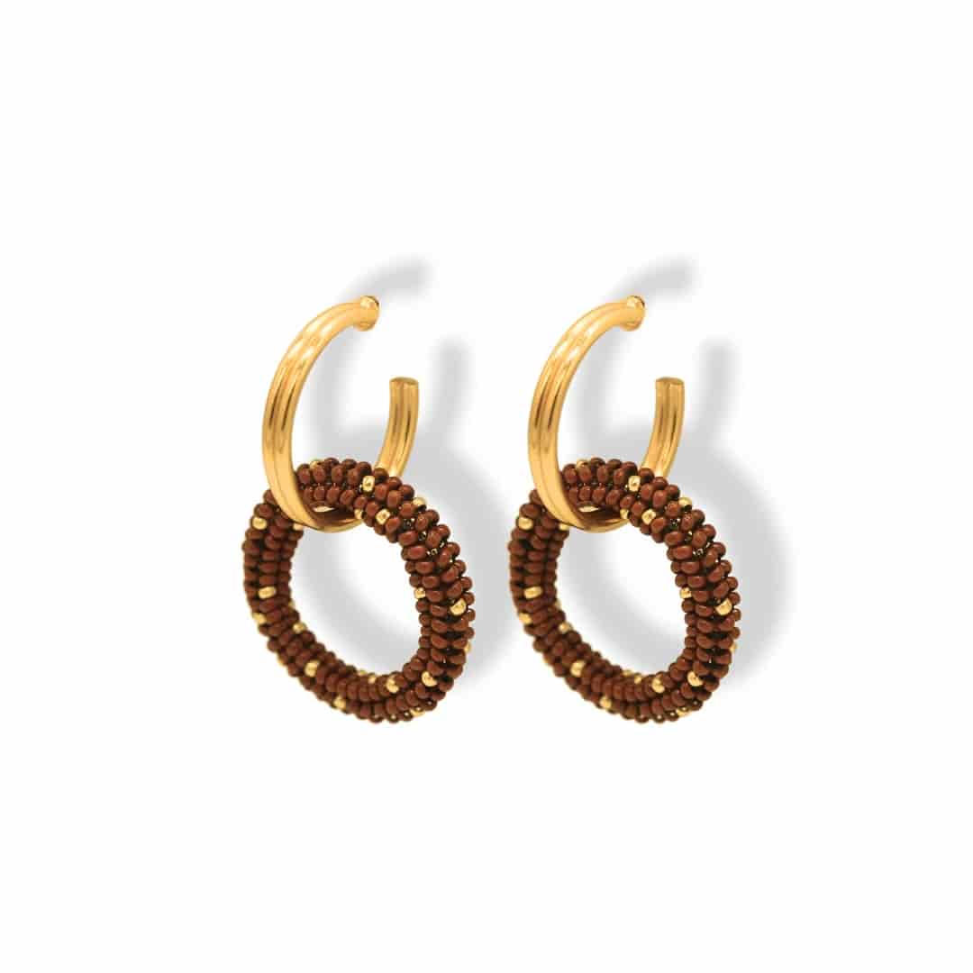 Aretes entrelazados tejidos dobles terracota - miniatura 1
