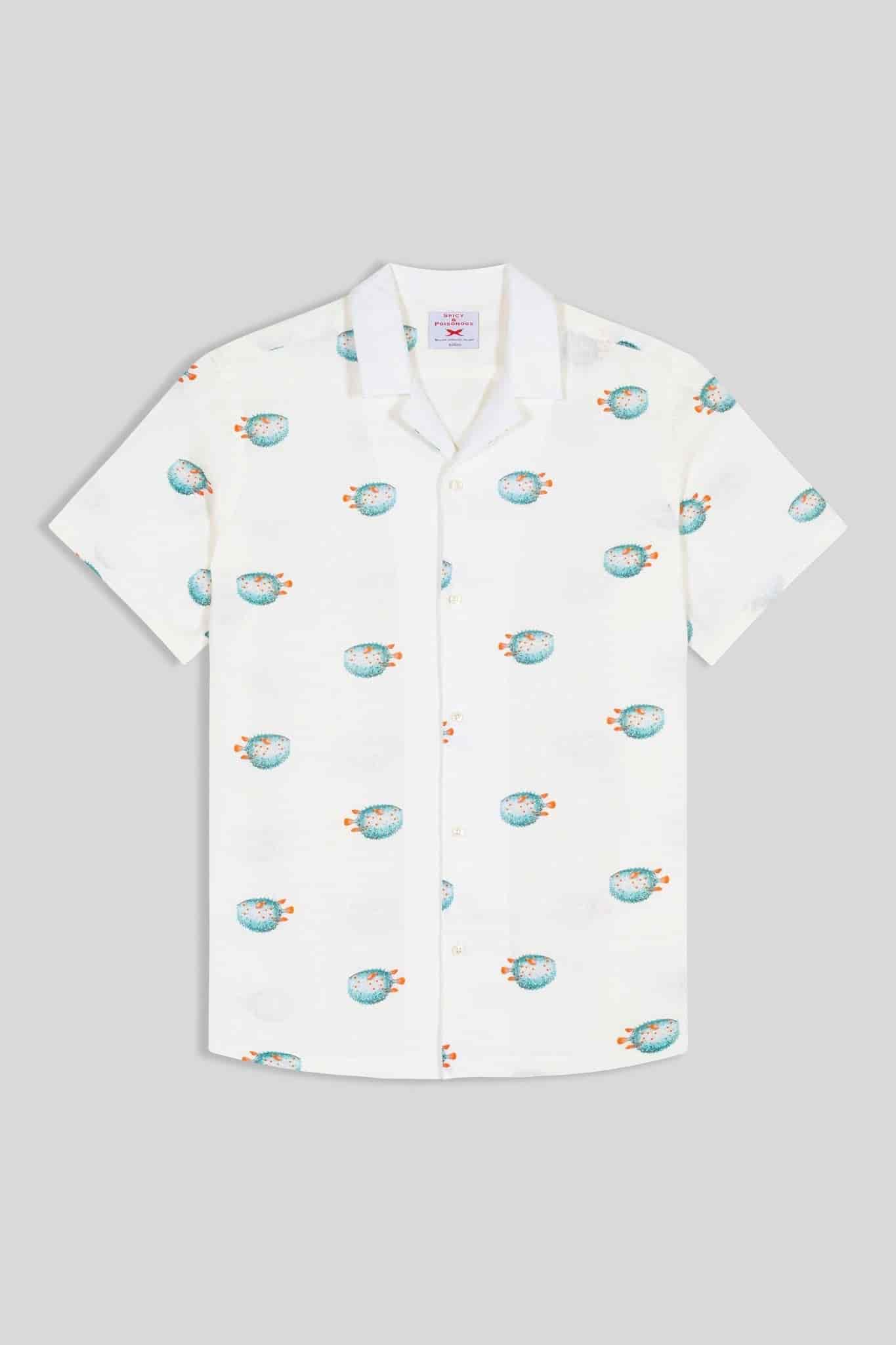 Men's linen shirt green separate pufferfish - miniatura 1
