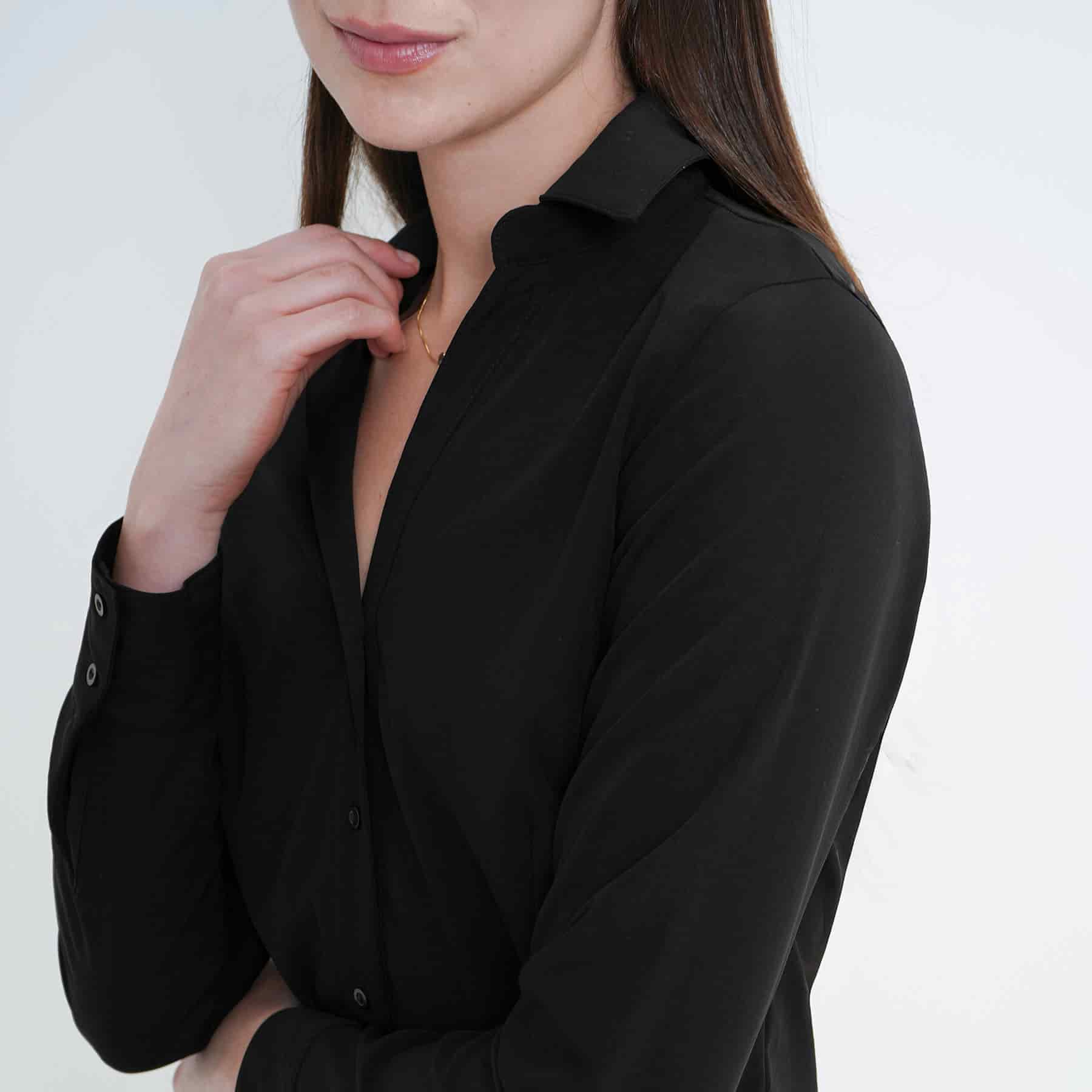 Blusa cuello camisero manga larga con pinzas de entalle - miniatura 10