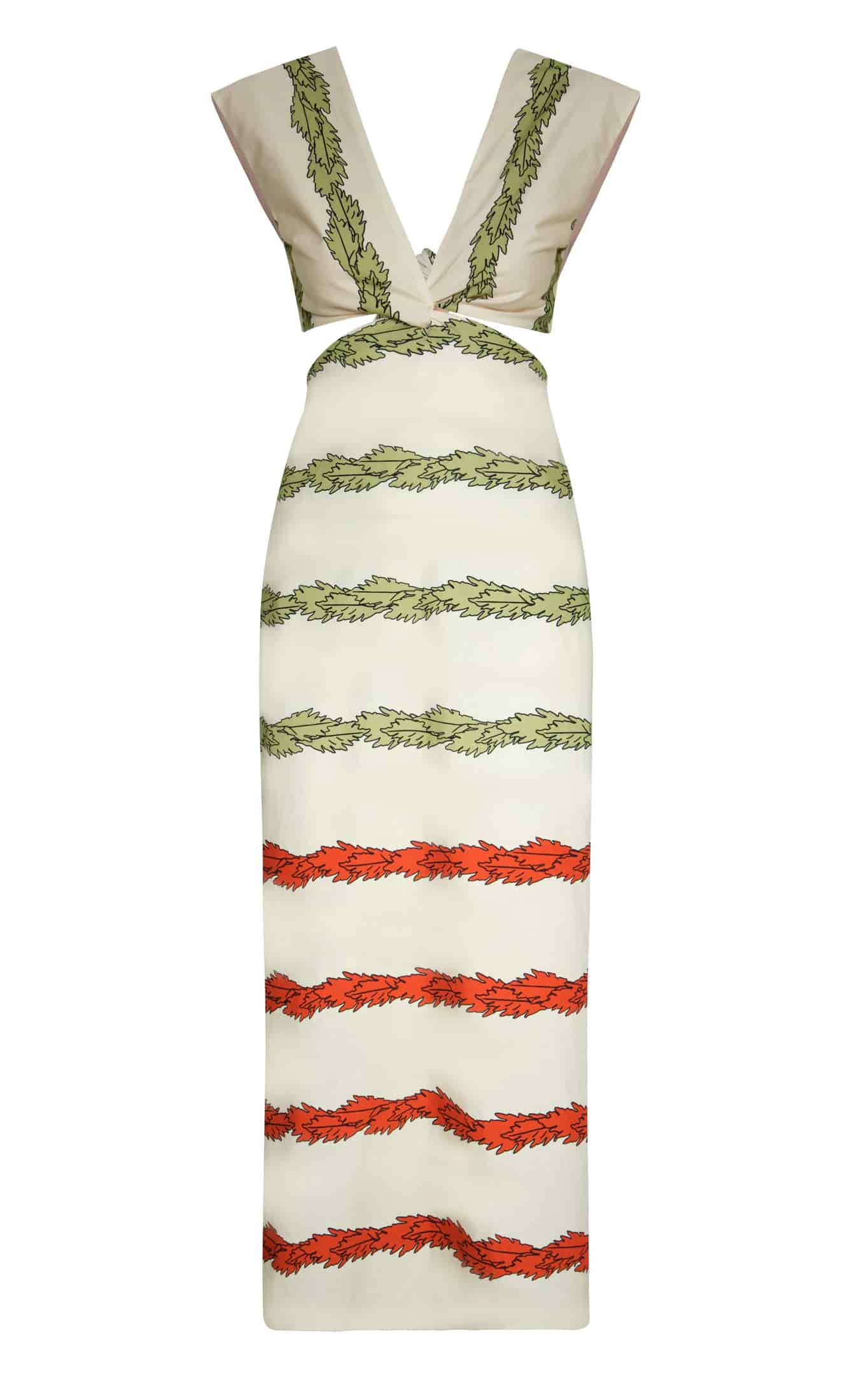 Quinto Sol Cotton Midi Dress / Ivory Striped Helechos - miniatura 2