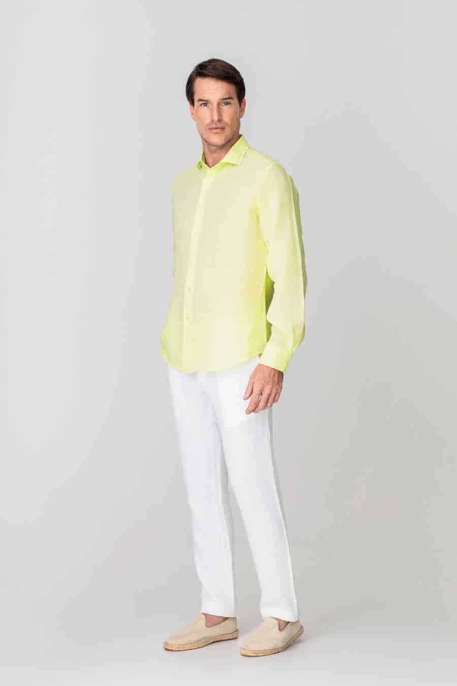 men’s linen shirt lime - miniatura 2