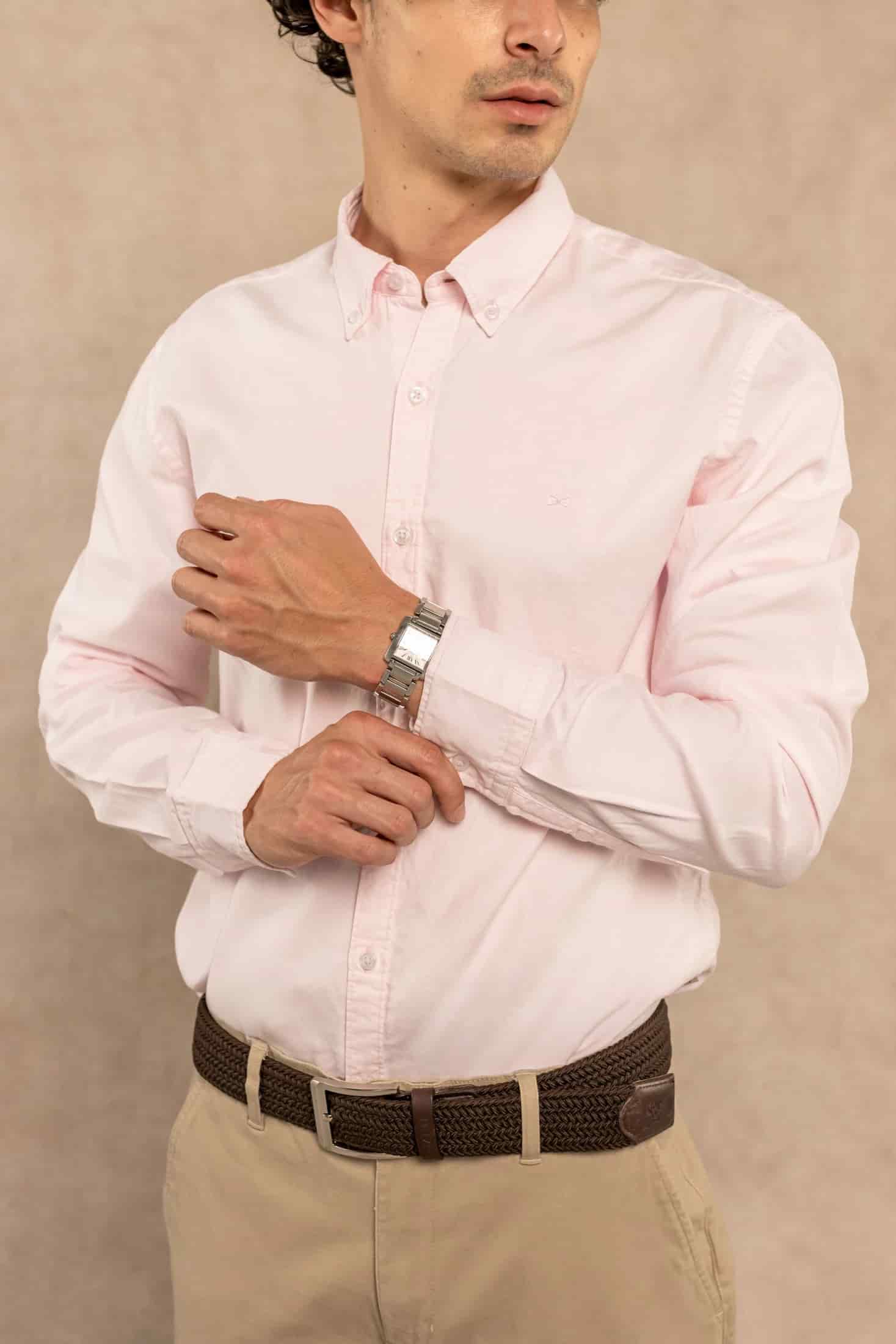 Camisa Antimanchas Oxford Pink Logo Contraste - miniatura 3