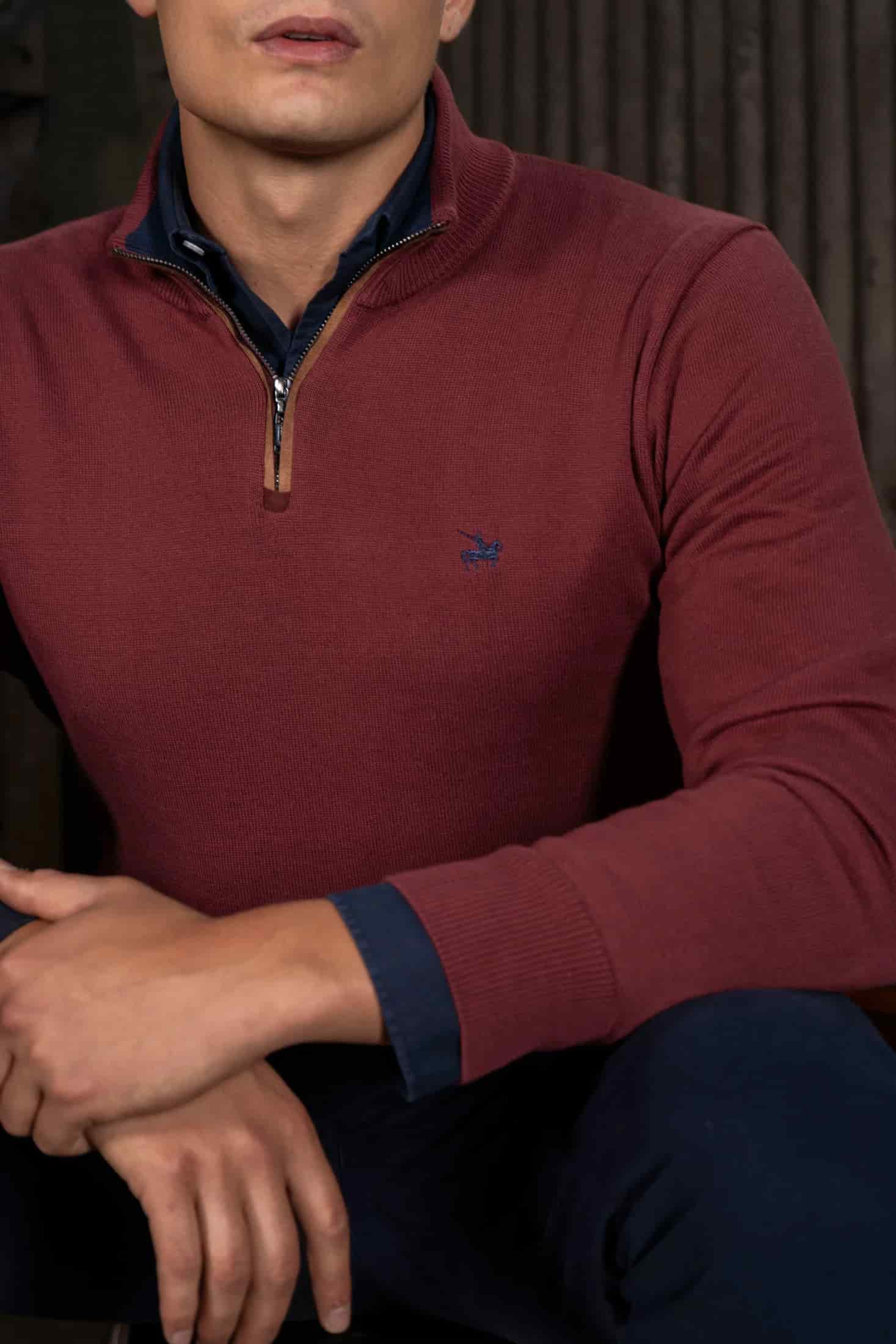 Suéter Halfzip Legacy Hombre Vinotinto - miniatura 2