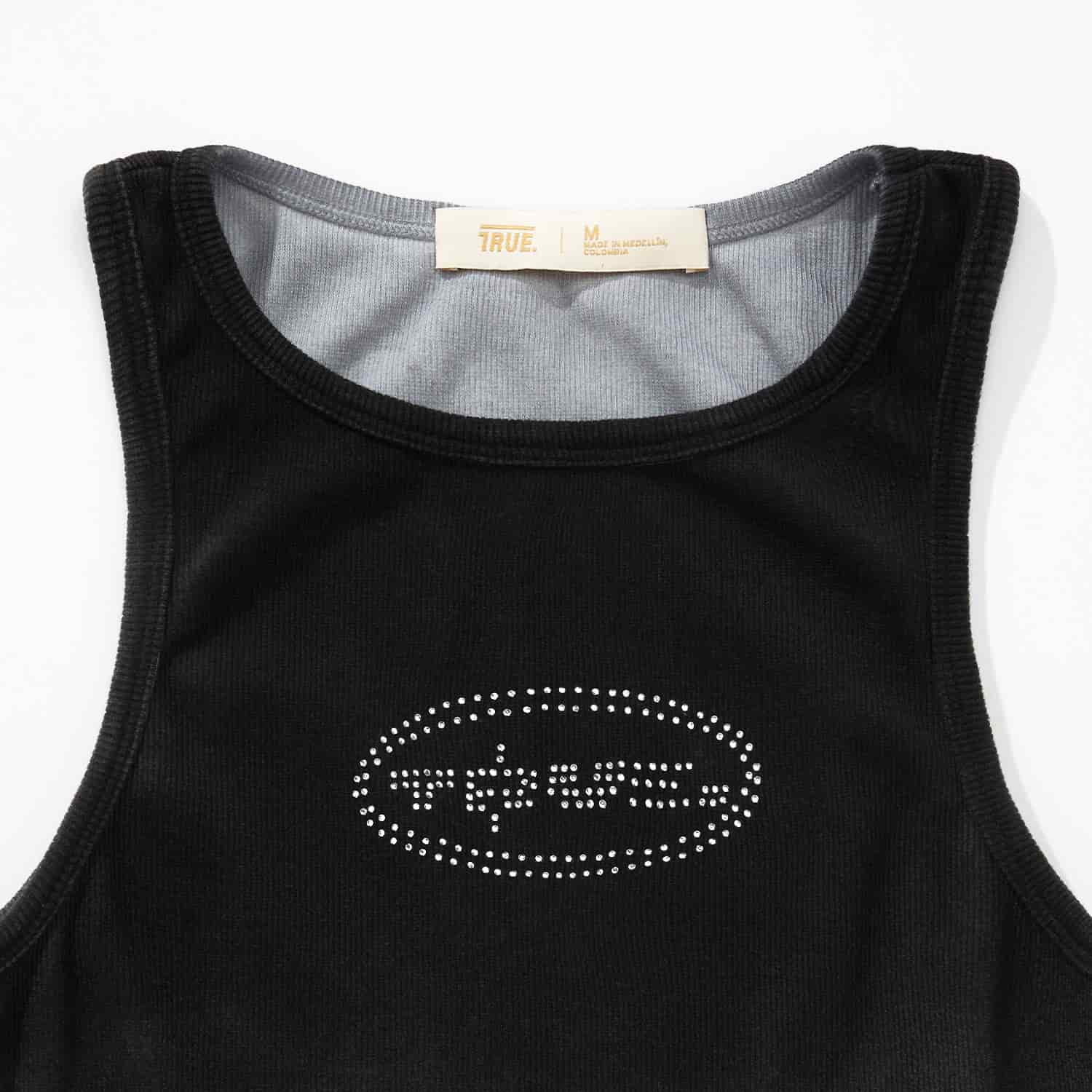 Gradient Rhinestone Tank Top - Black - miniatura 4