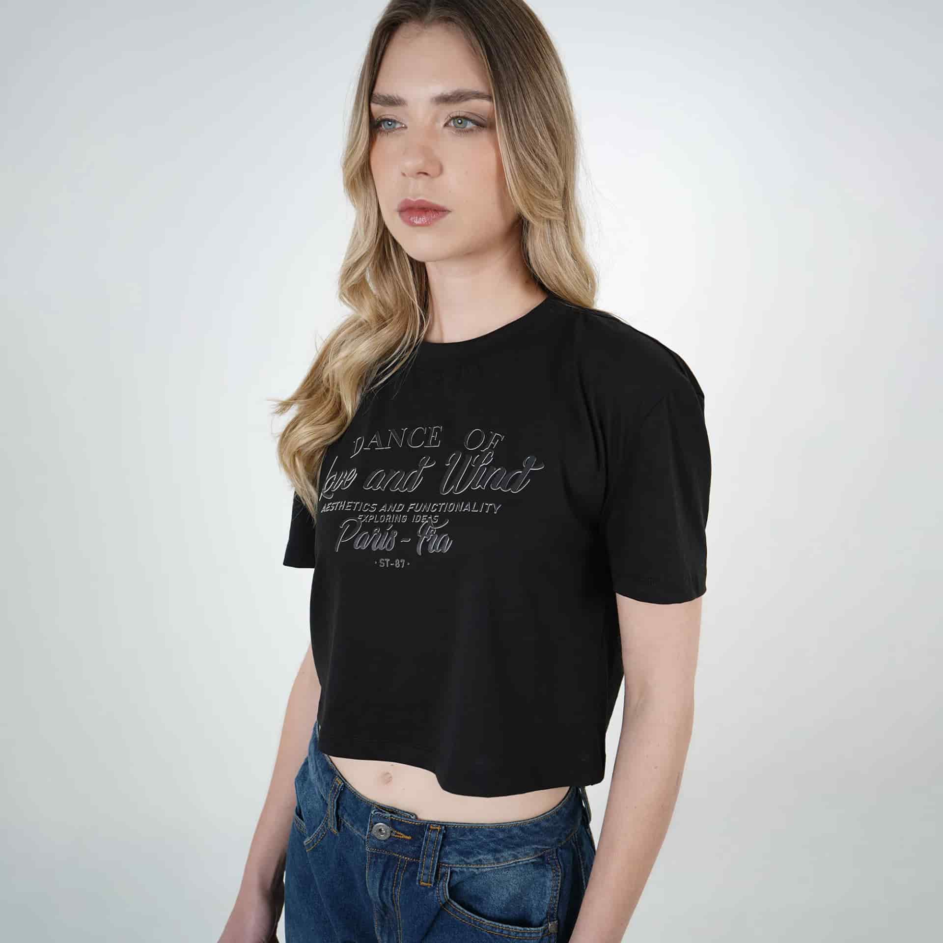 Camiseta crop cuello redondo manga corta estampado Dance - miniatura 6