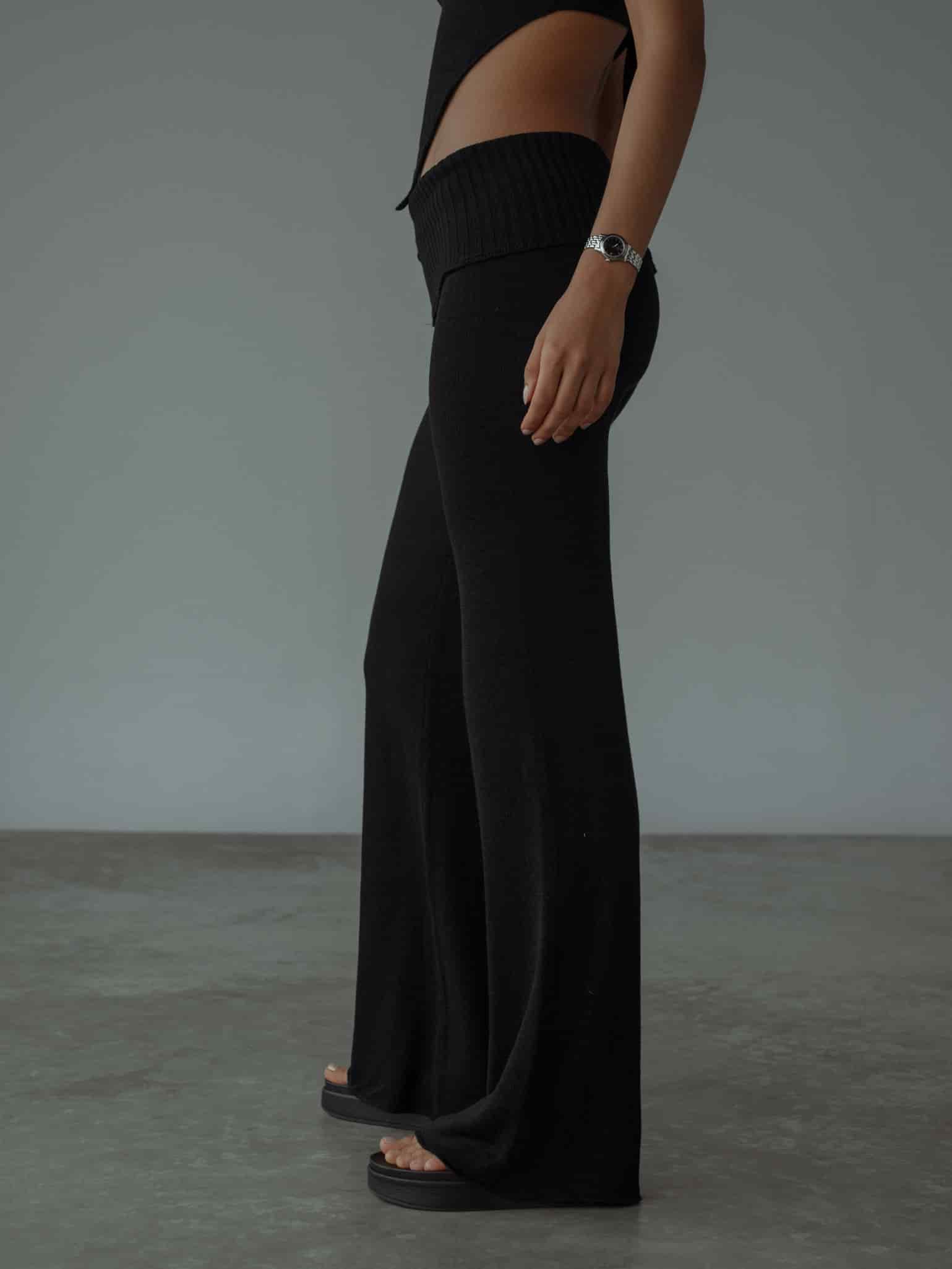 KNIT FLARE PANT - BLACK - miniatura 8