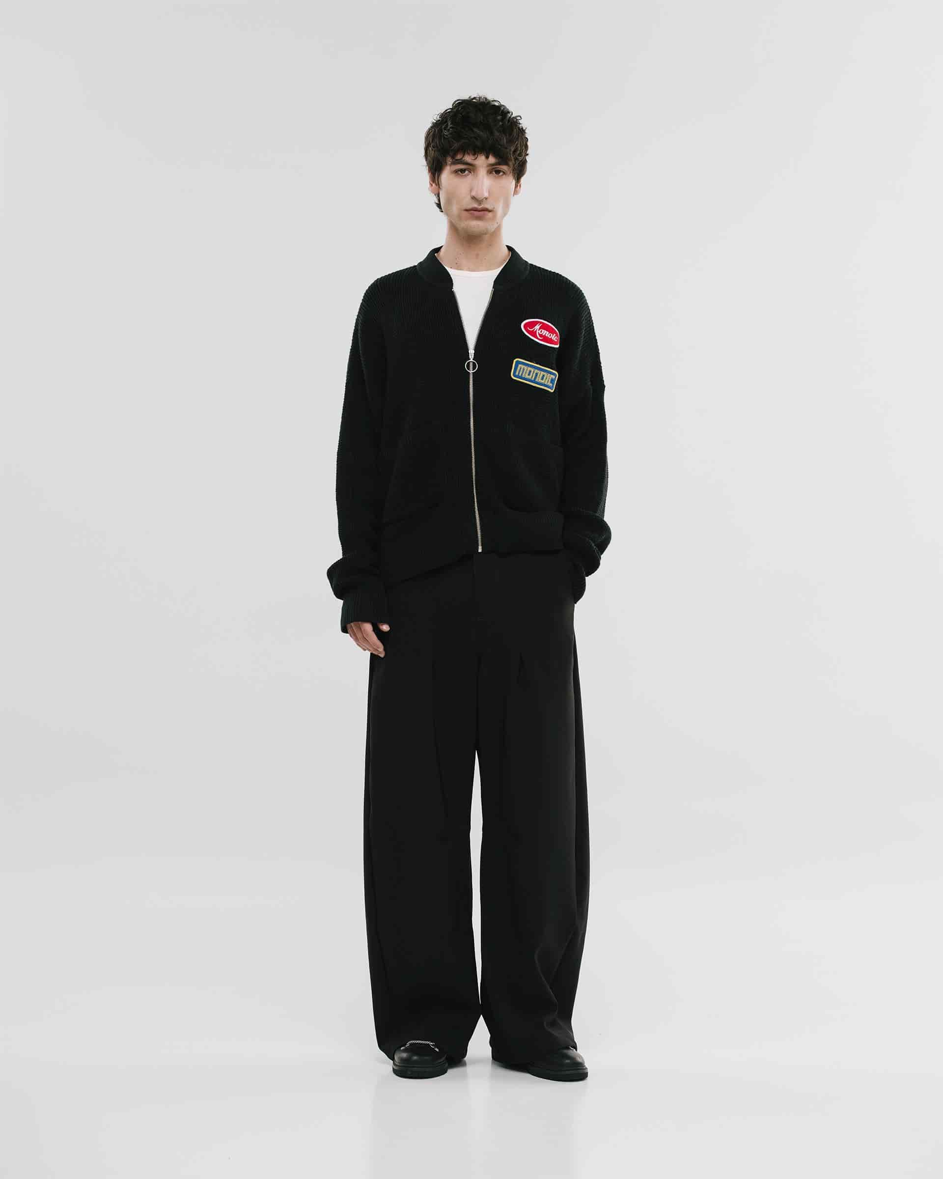 Zip Up Knit Bomber Jacket - Negro - miniatura 2