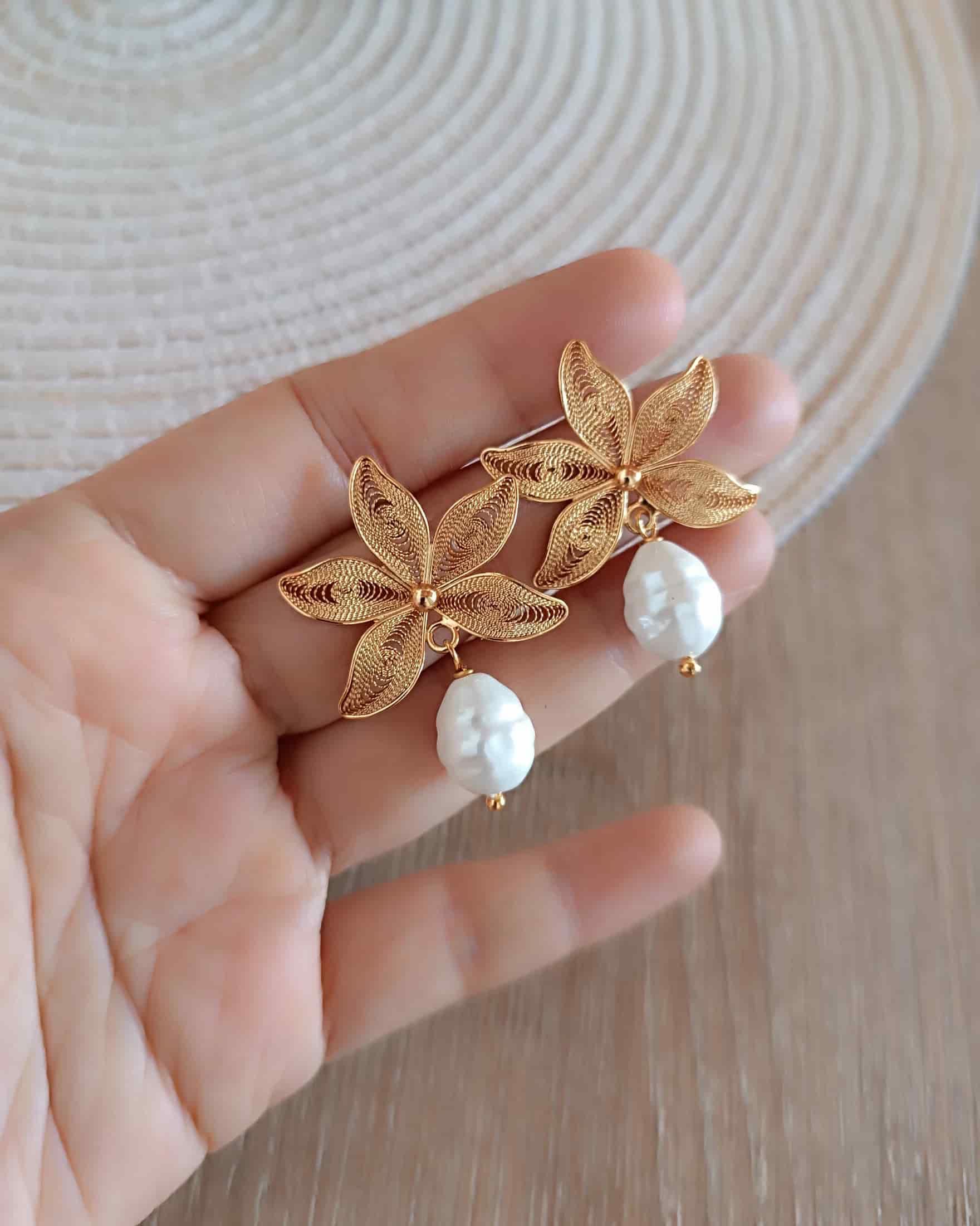 Aretes filigrana  con perla Gadea - miniatura 3