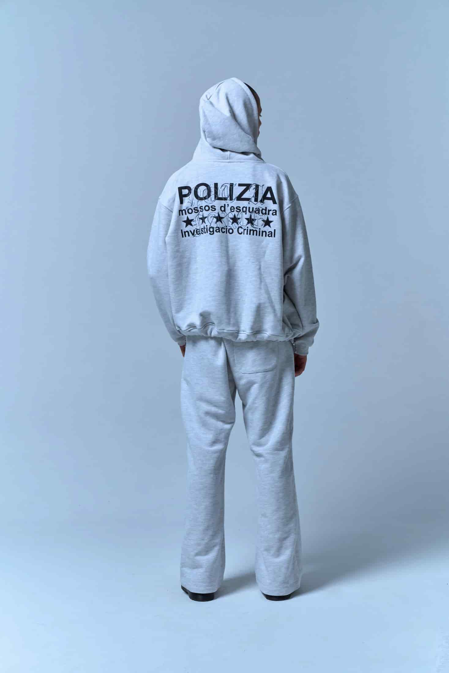 POLIZIA GRAY ZIPPER HOODIE - miniatura 3