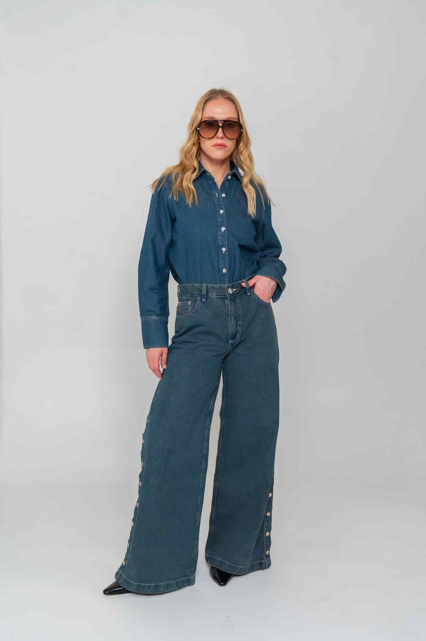 Blue Side Buttons Jeans - miniatura 2