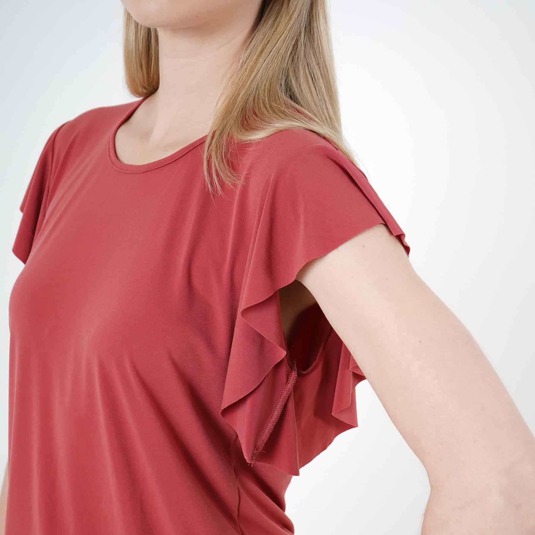 Camiseta top manga bolero corta lazo ajustable espalda cuello - miniatura 4