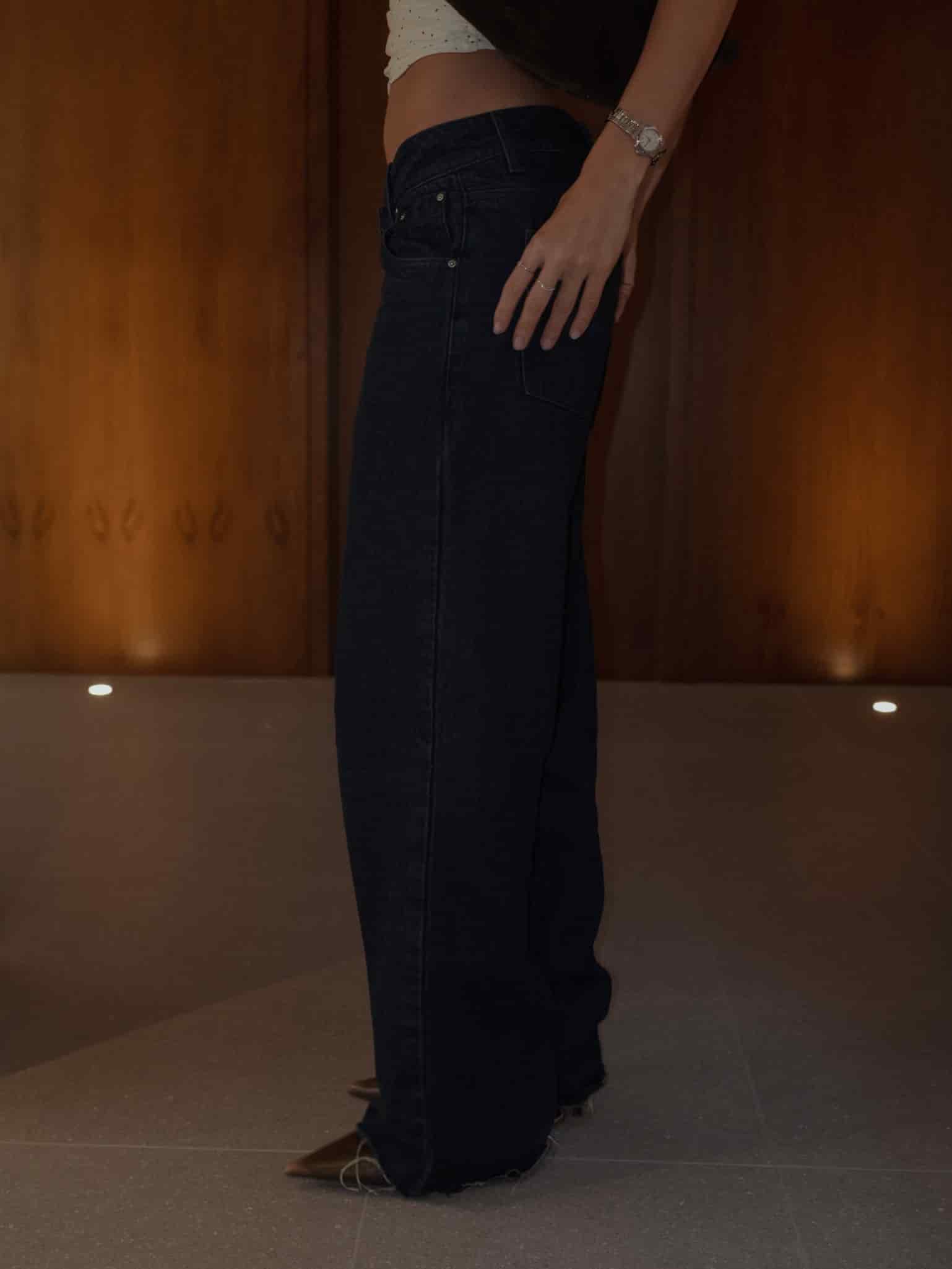 REMAKE WIDE LEG BELT JEAN - RAW DENIM - miniatura 8
