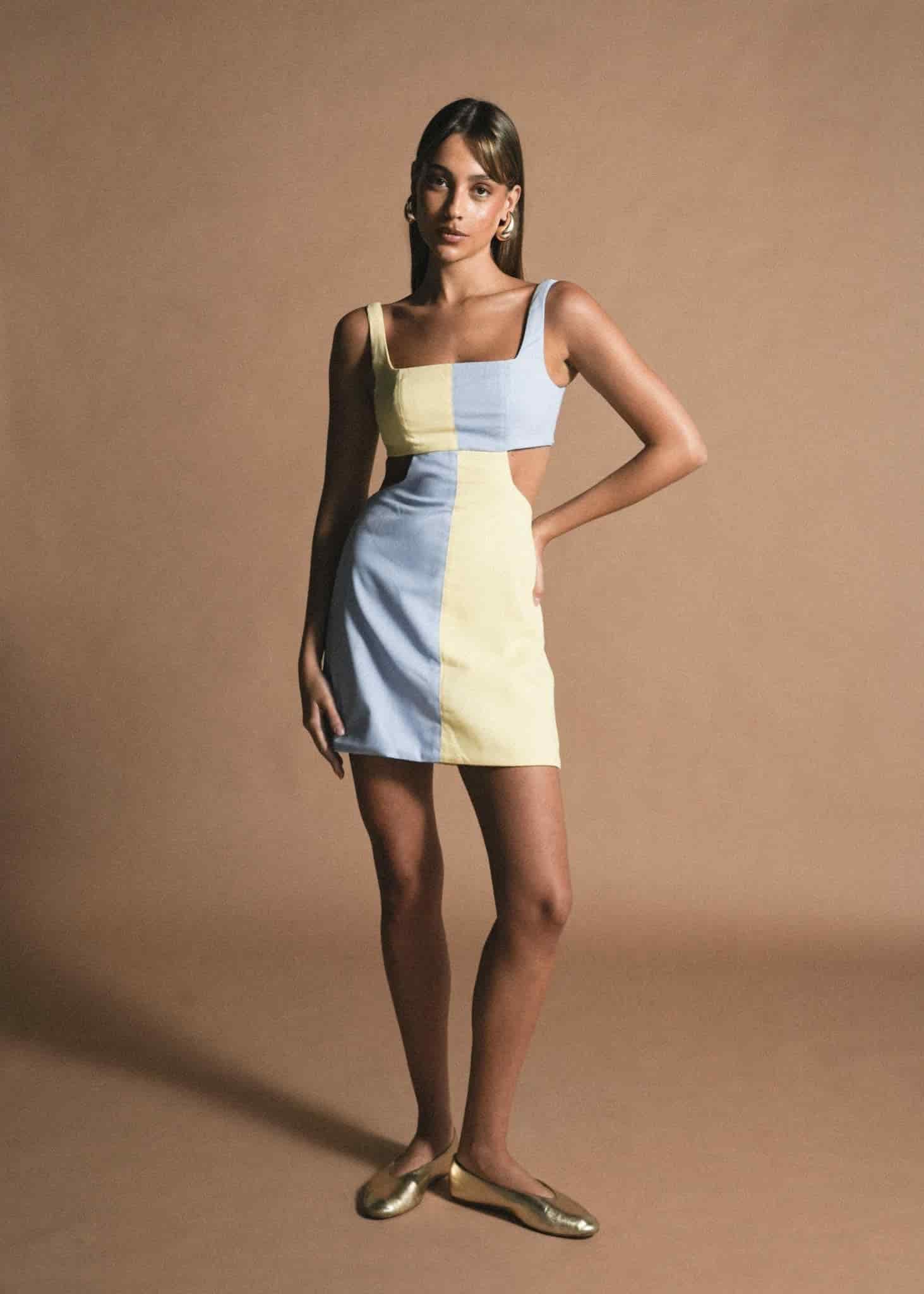 Vestido Susana Celeste/Amarillo - miniatura 1