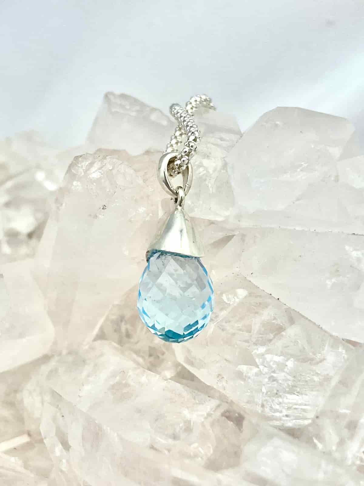 Dije Topacio Azul Gota Grande - miniatura 1