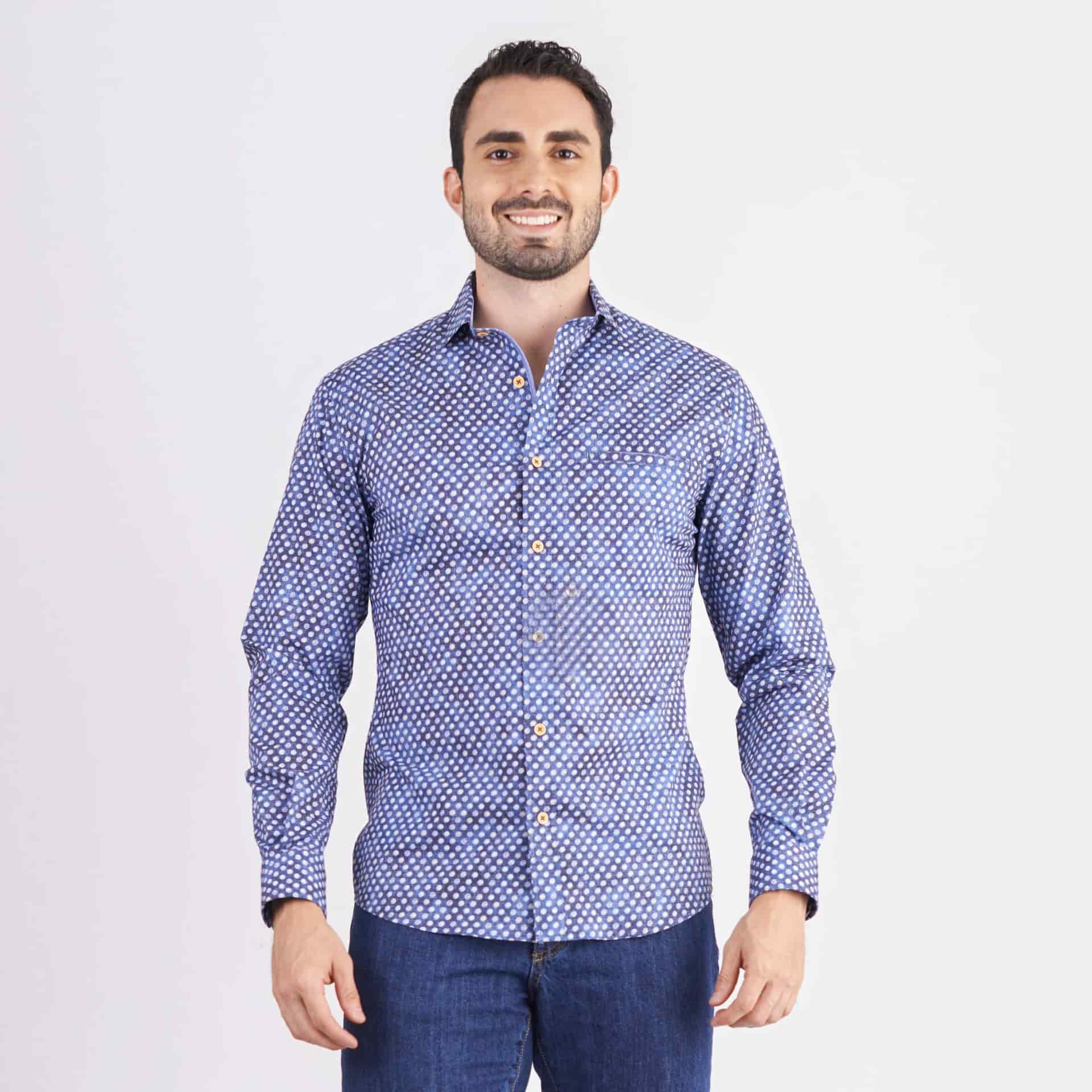 Camisa slim fit color azul oscuro - miniatura 2