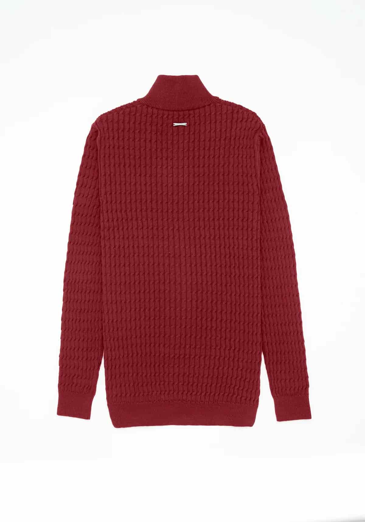 Saco Trenzado Half Zip Algodón Vino - miniatura 16